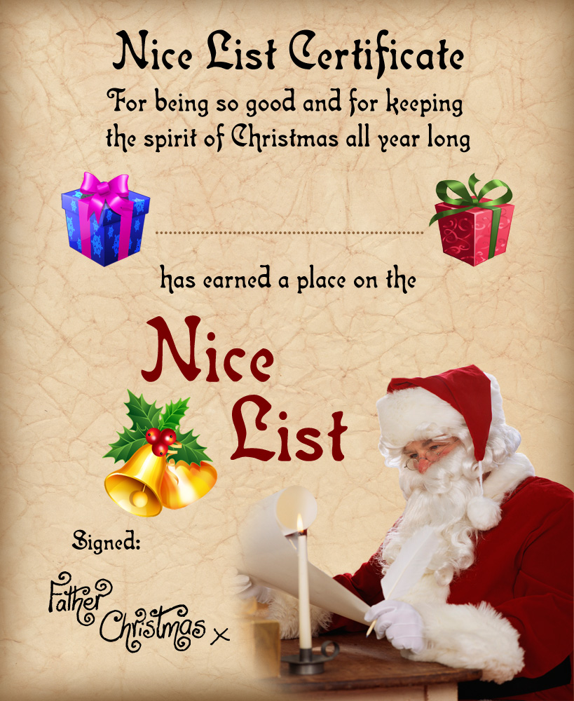 6 Best Images Of Free Printable Santa Nice List Certificate 2014 Free Nice List Certificate 