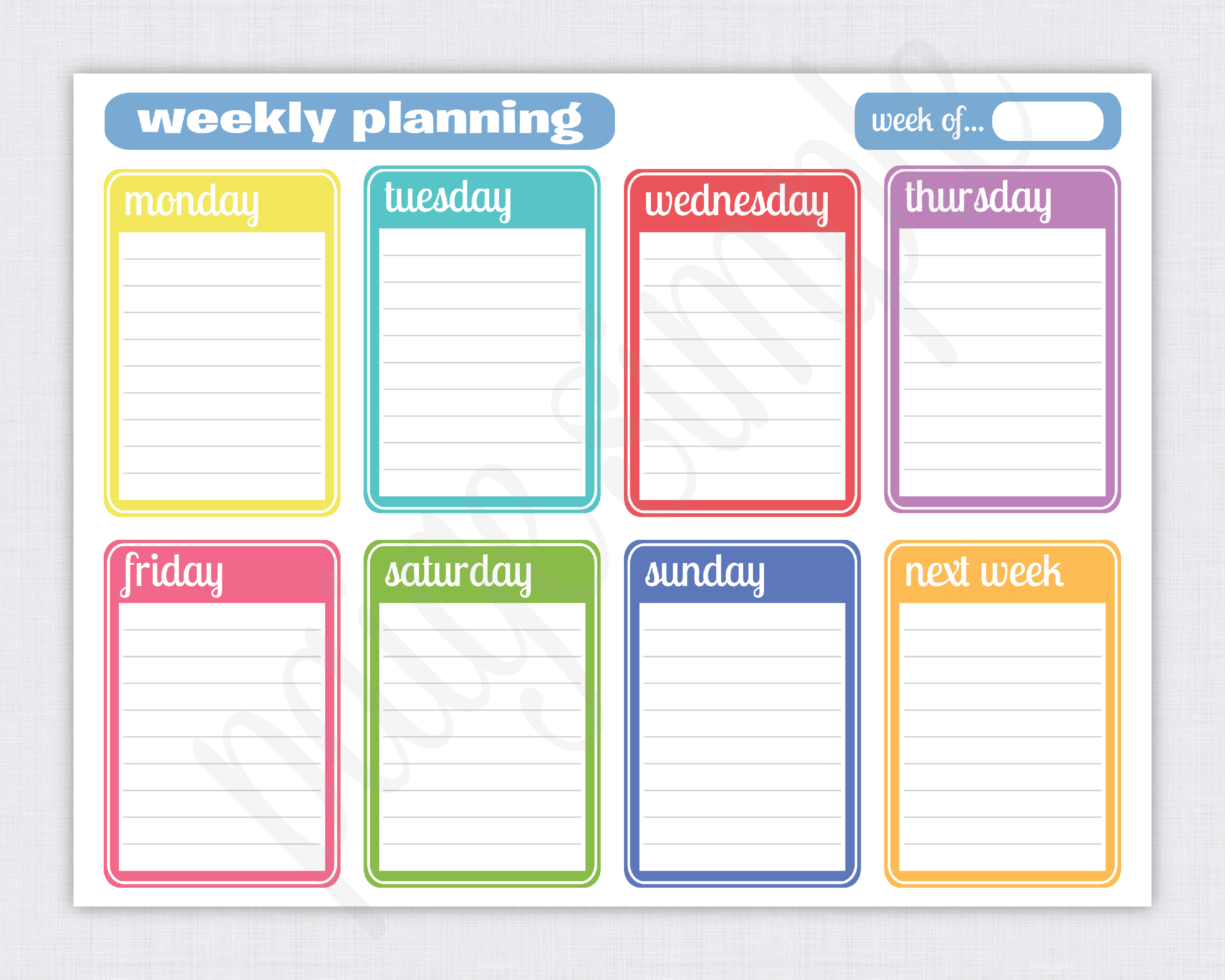 Weekly Planner Templates - Download Week Planner PDF