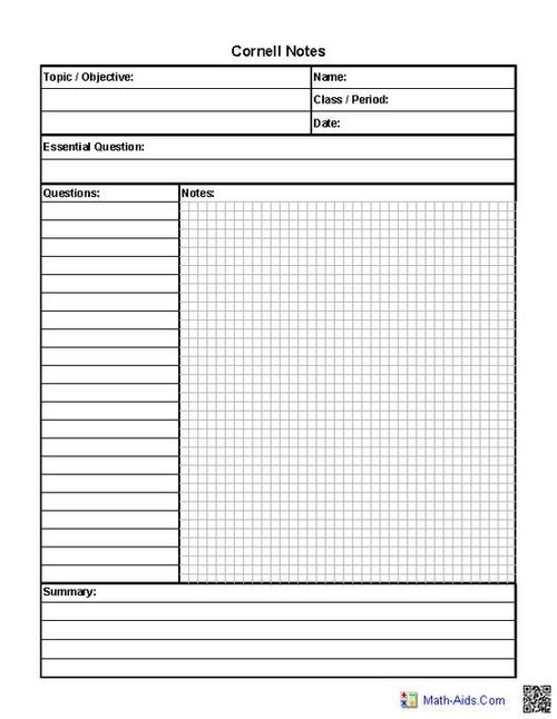 6 Best Images Of Printable Cornell Note Sheet Avid Cornell Note Sheet Avid Cornell Notes 