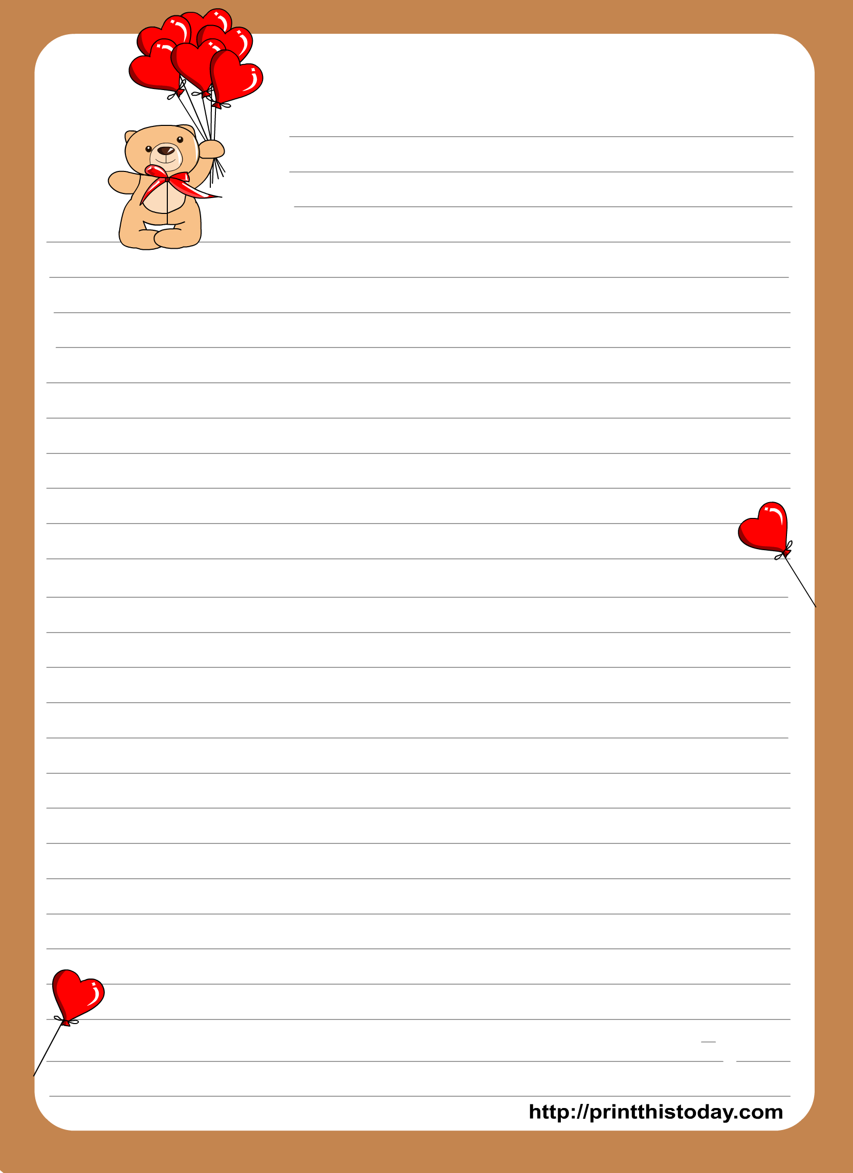 Printable Love Letter Stationery Template Free Printable Templates