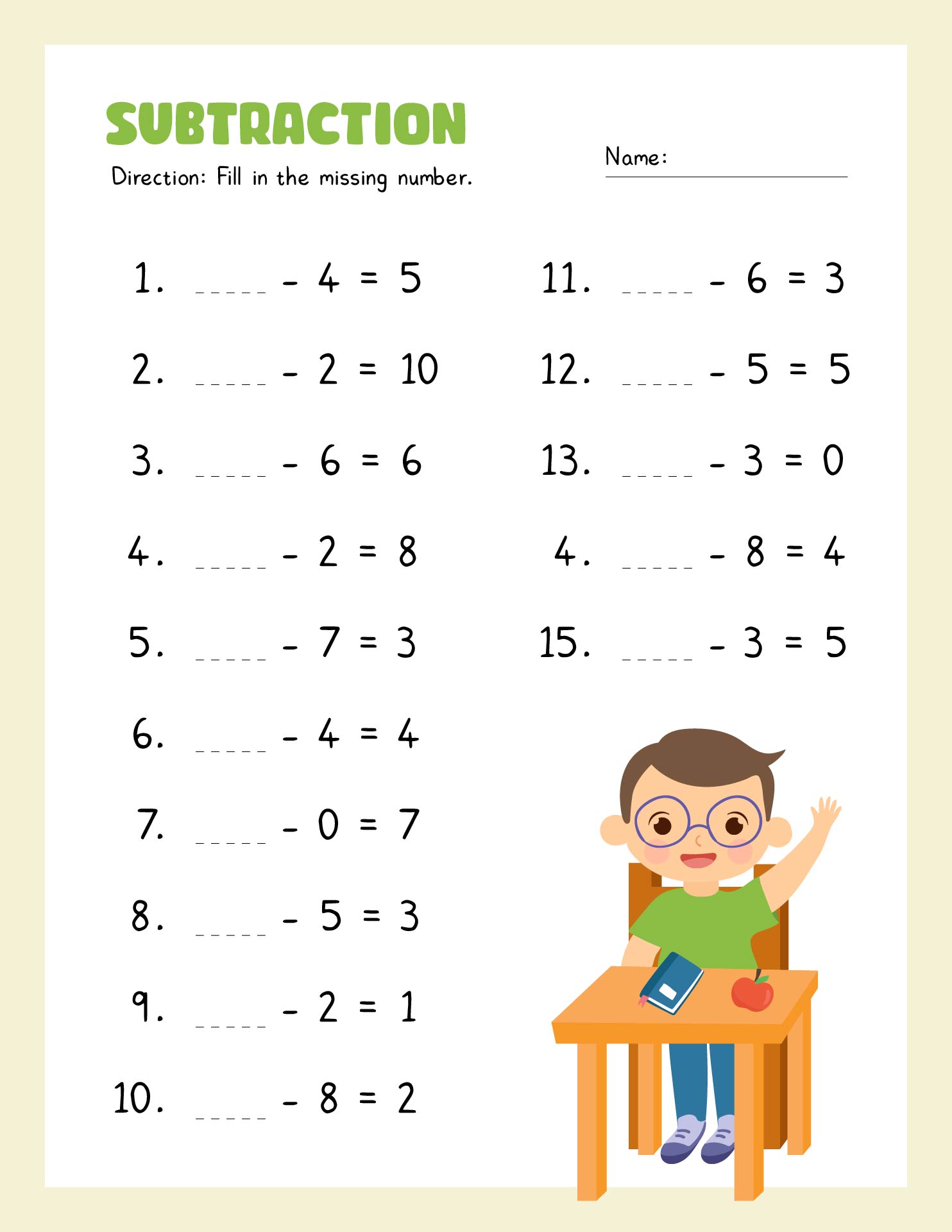 4 Best Images Of Printable Subtraction Worksheets 1st Grade Free Printable 1st Grade Math