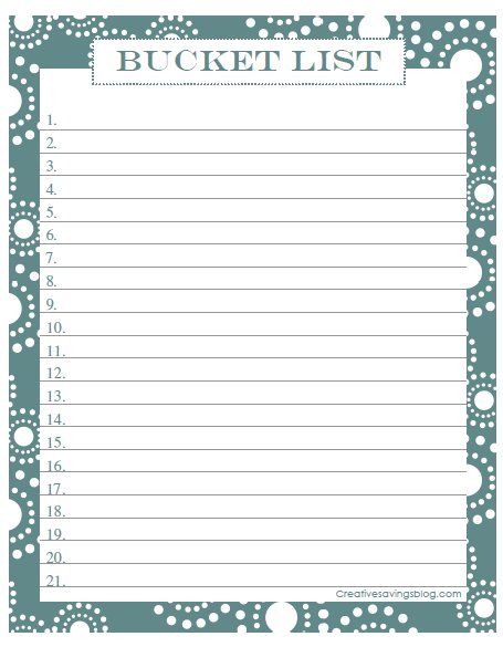 5 Best Images Of Printable Blank Bucket List Life Free Printable 