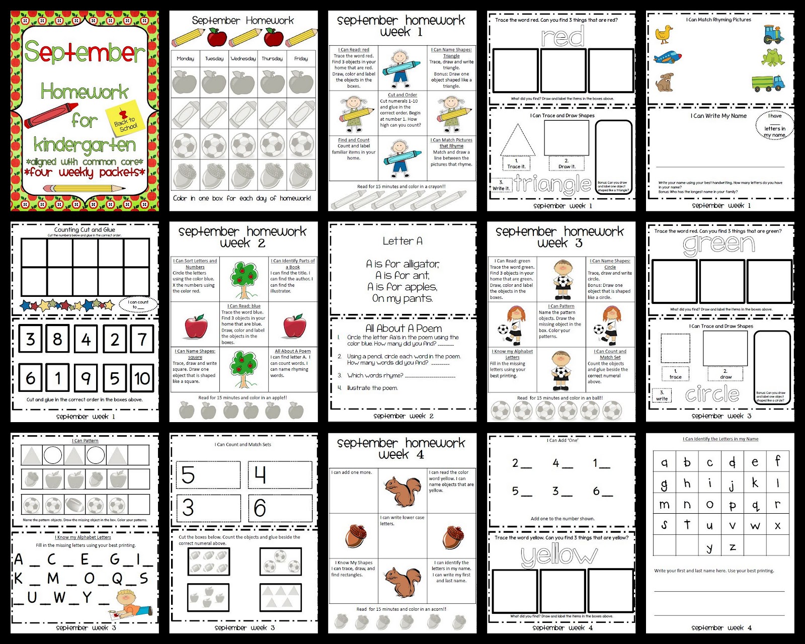 6 Best Images Of Kindergarten Homework Packet Printable Printable 