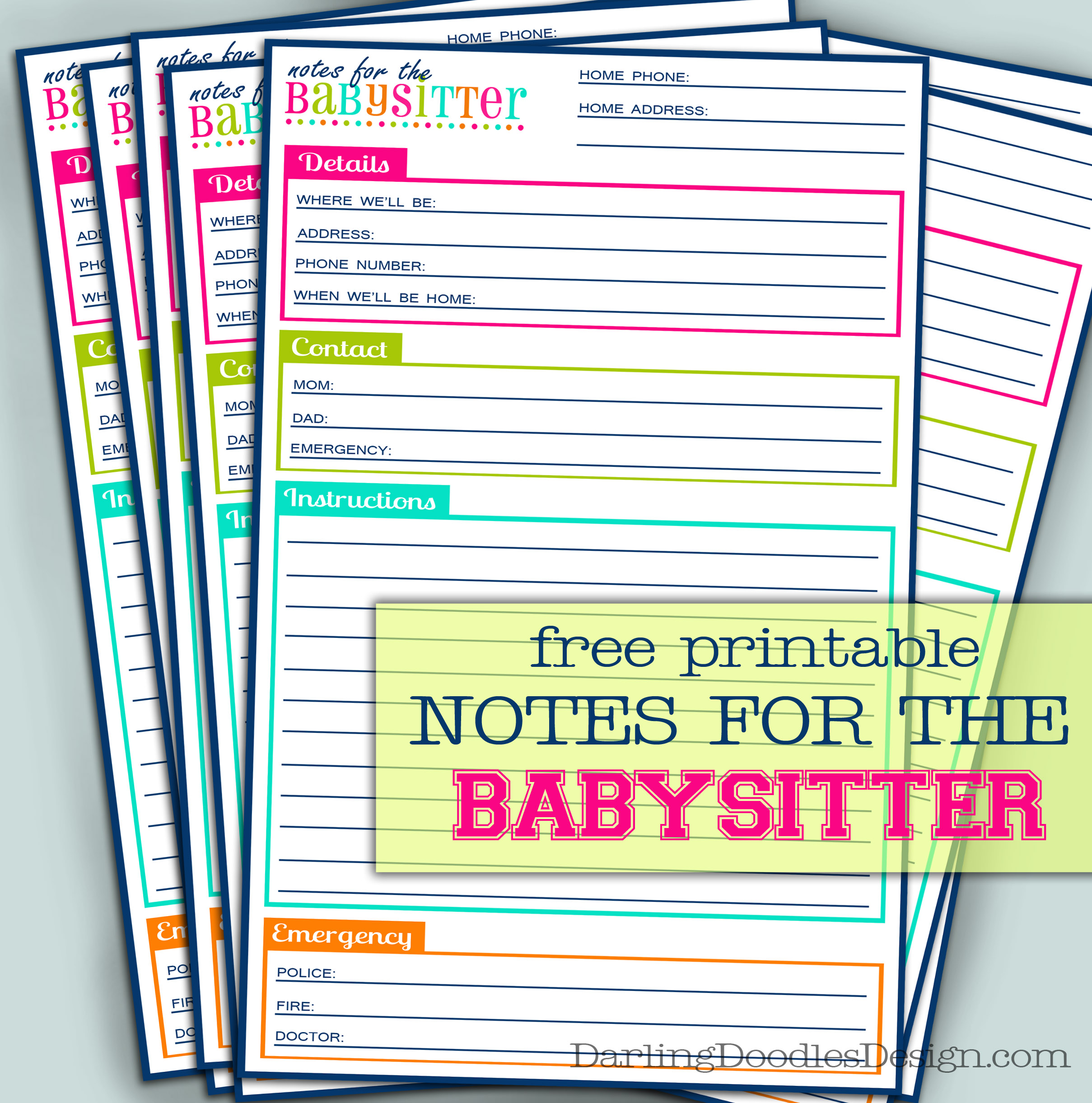 8 Best Images Of Free Babysitting Printables Printable Babysitter