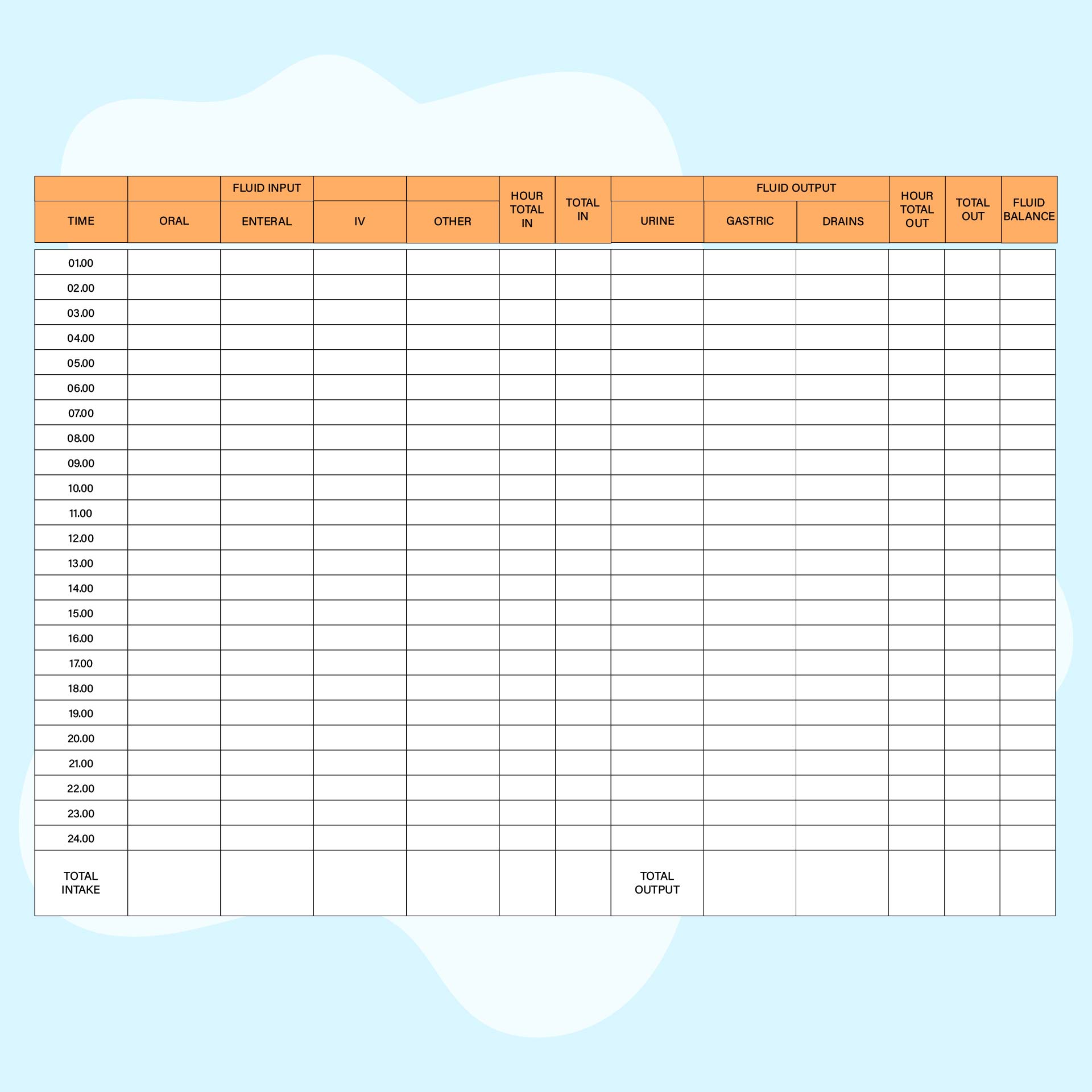 Printable Fluid Intake Chart Template Printable Word Searches