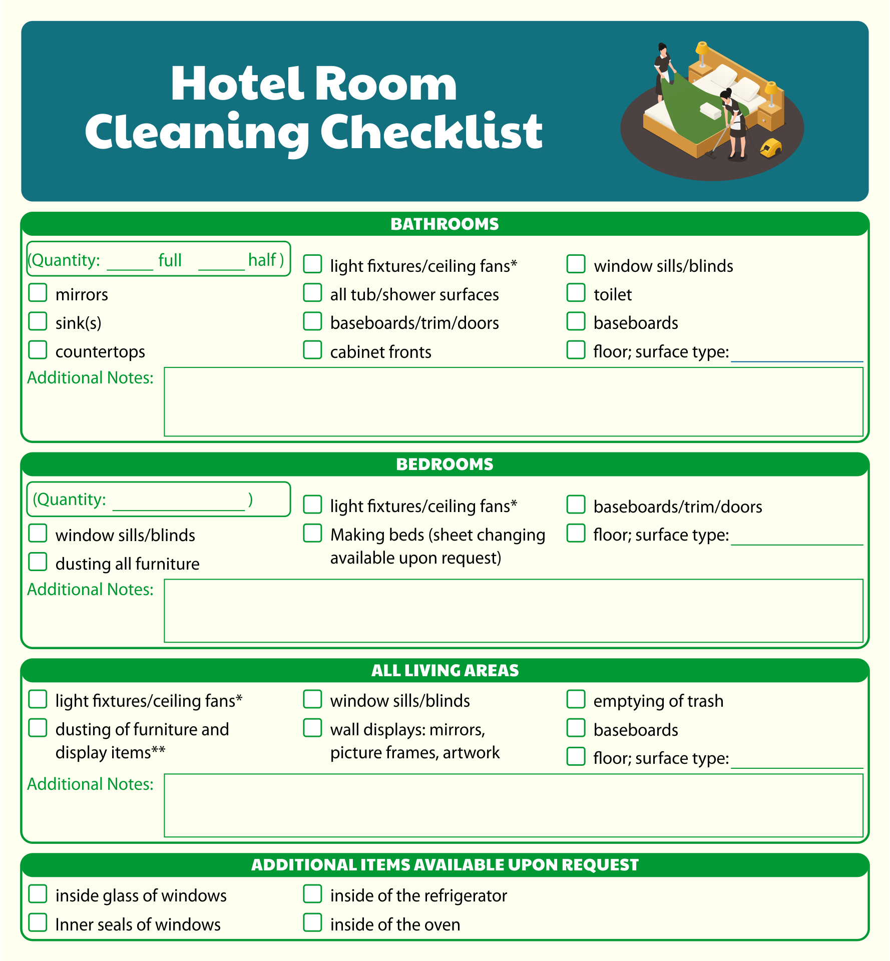 Hotel Cleaning Checklist Template