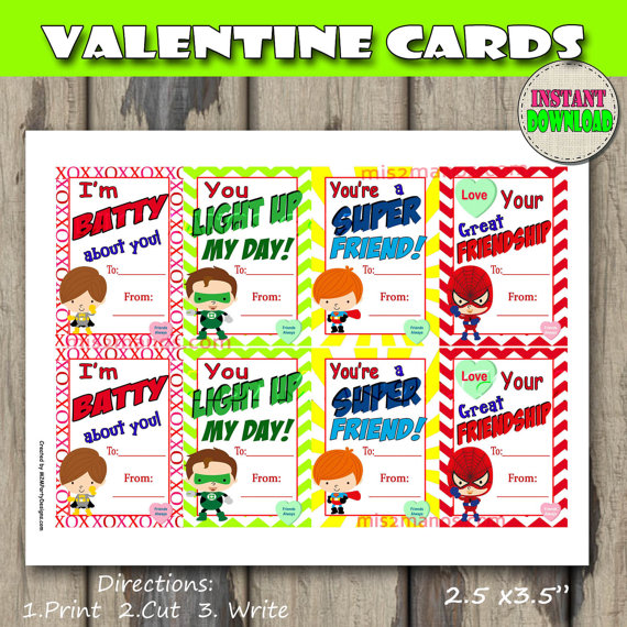 8 Best Images Of Printable Super Hero Valentine Cards Free Superhero Printables Valentine s