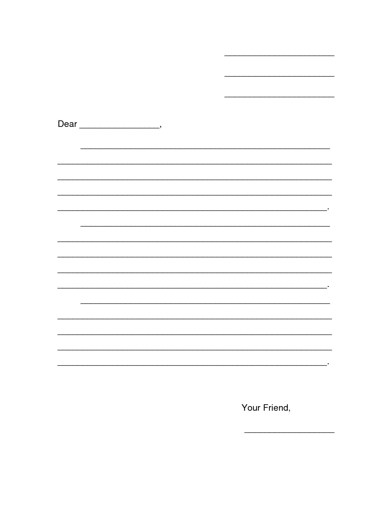 Blank Letter Writing Template For Kids Great Professional Template