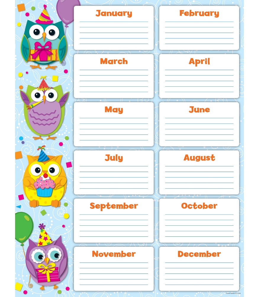 5 Best Images Of Printable Classroom Birthday Chart Preschool 