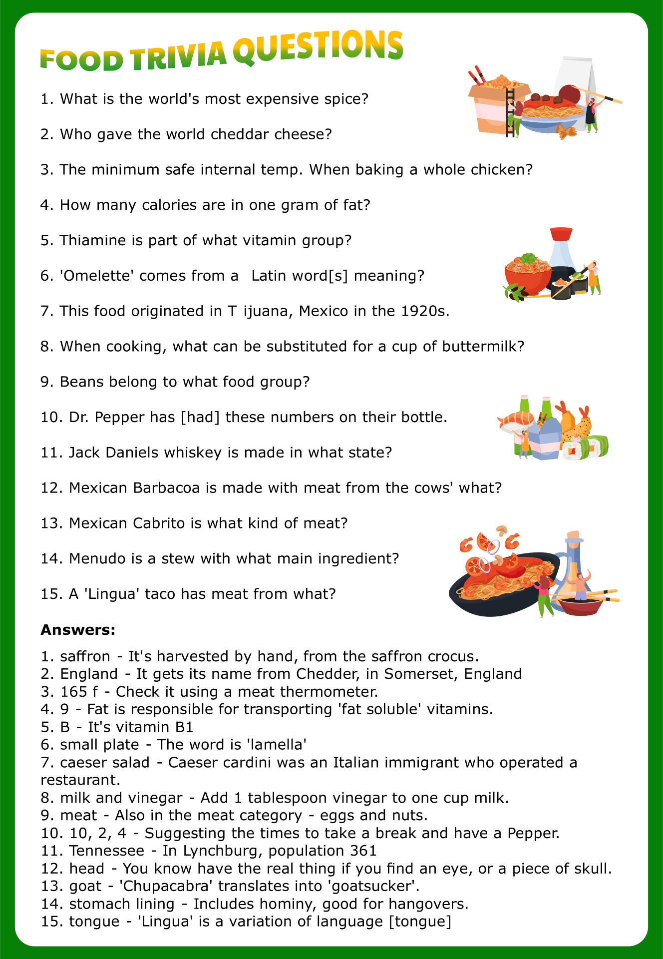 9 Best Images Of Printable Food Trivia Food Quiz Printable Printable 