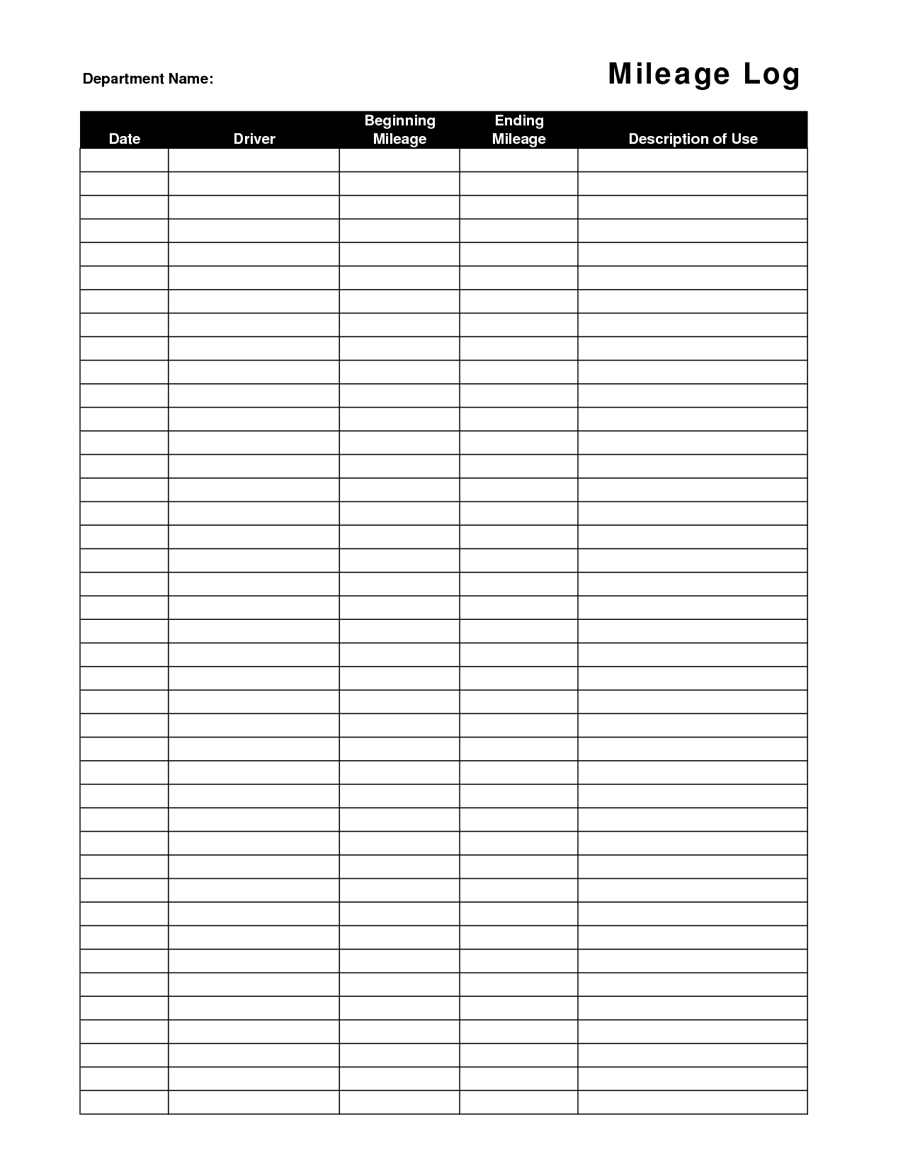 8 Best Images Of Monthly Mileage Log Template Printable Printable 