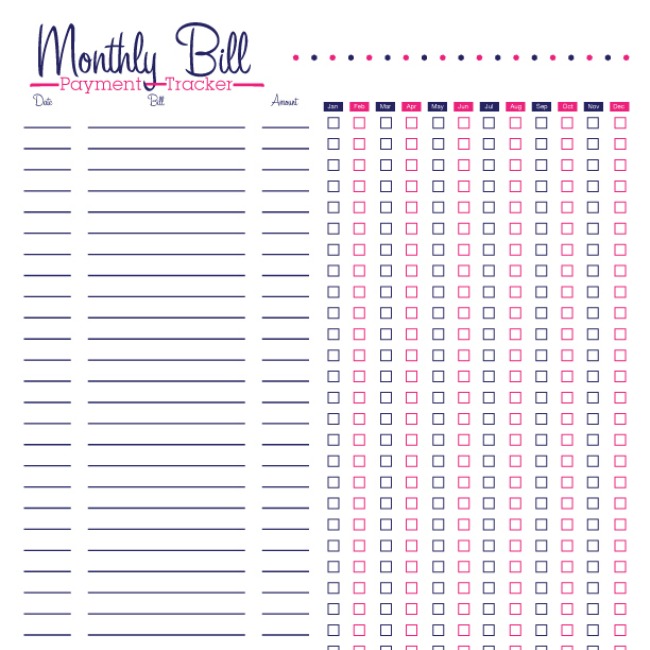 Bill Payment Tracker Bill Tracker Printable Budget Planner Template Vrogue