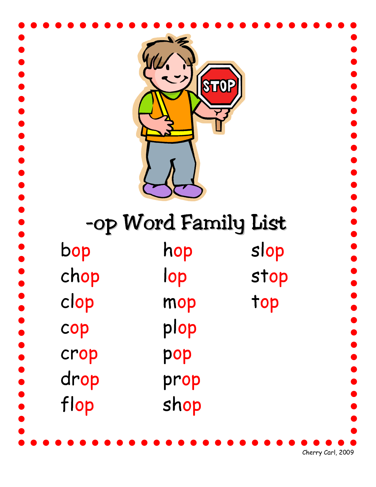 Free Printable Word Families
