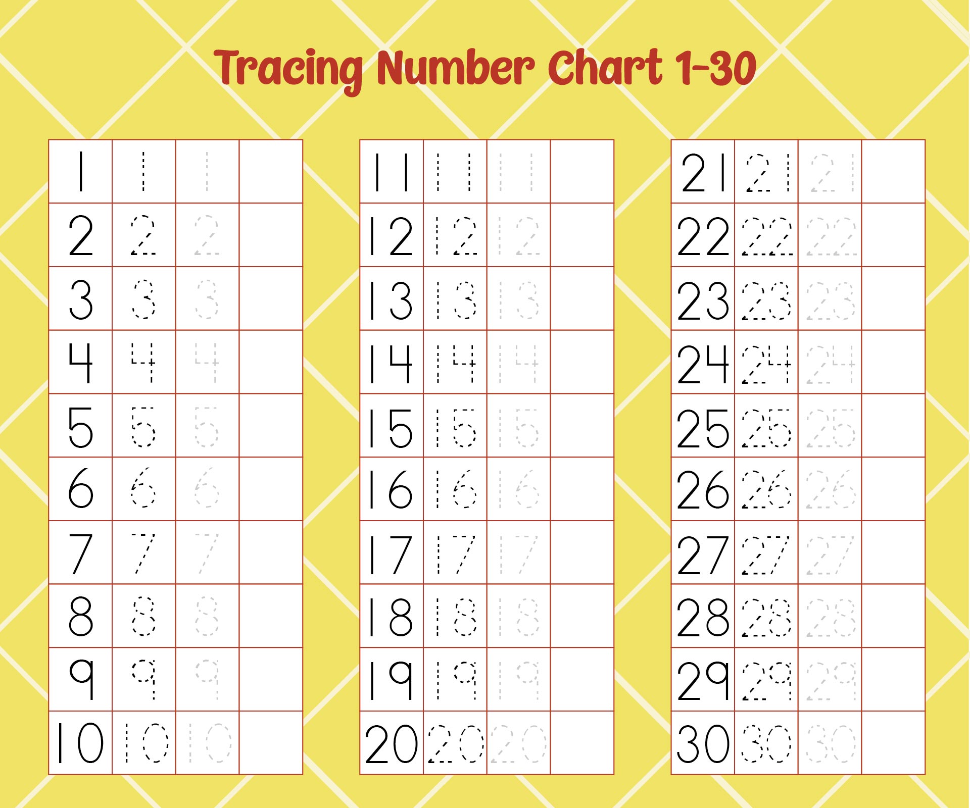 7 Best Images Of Printable Number Chart 1 30 Number Chart 1 20 Printable Printable Numbers 1 