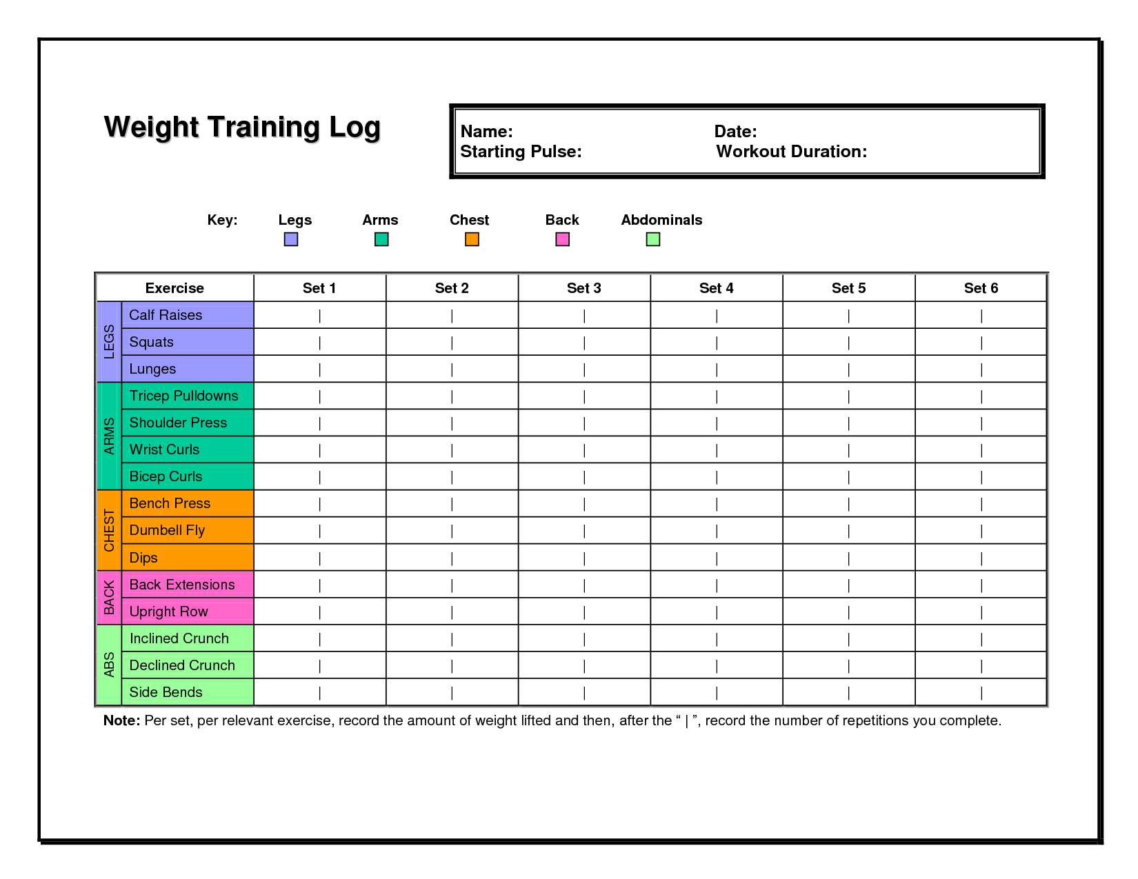 Workout Training Program Template