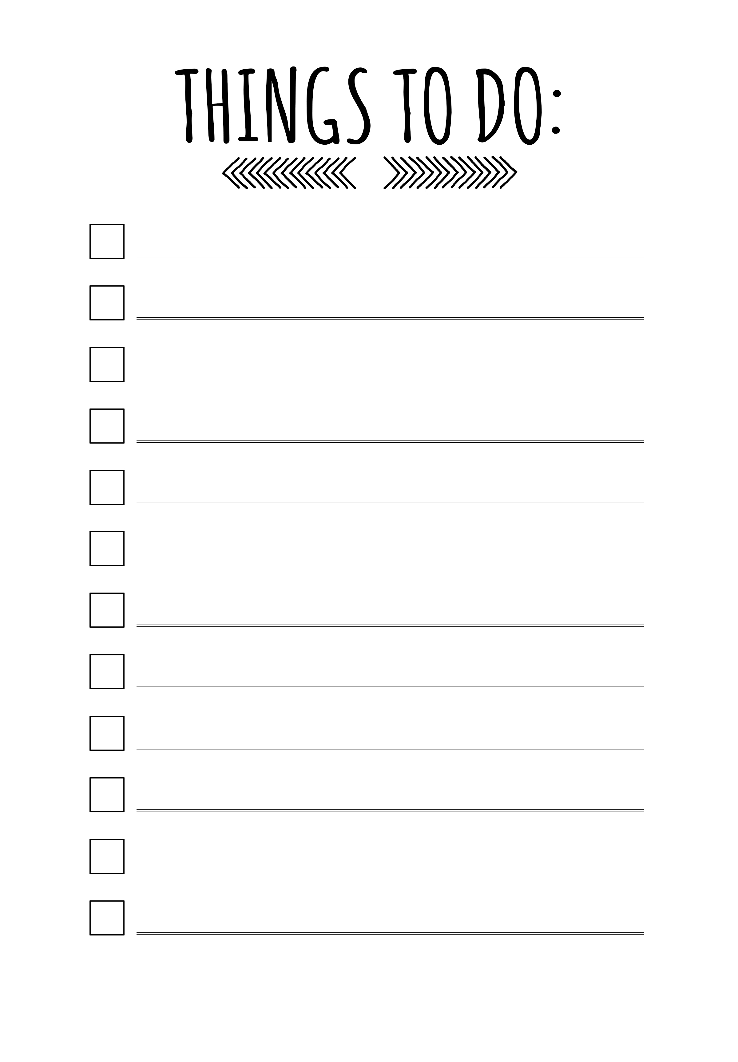 Printable Things To Do Checklist Template