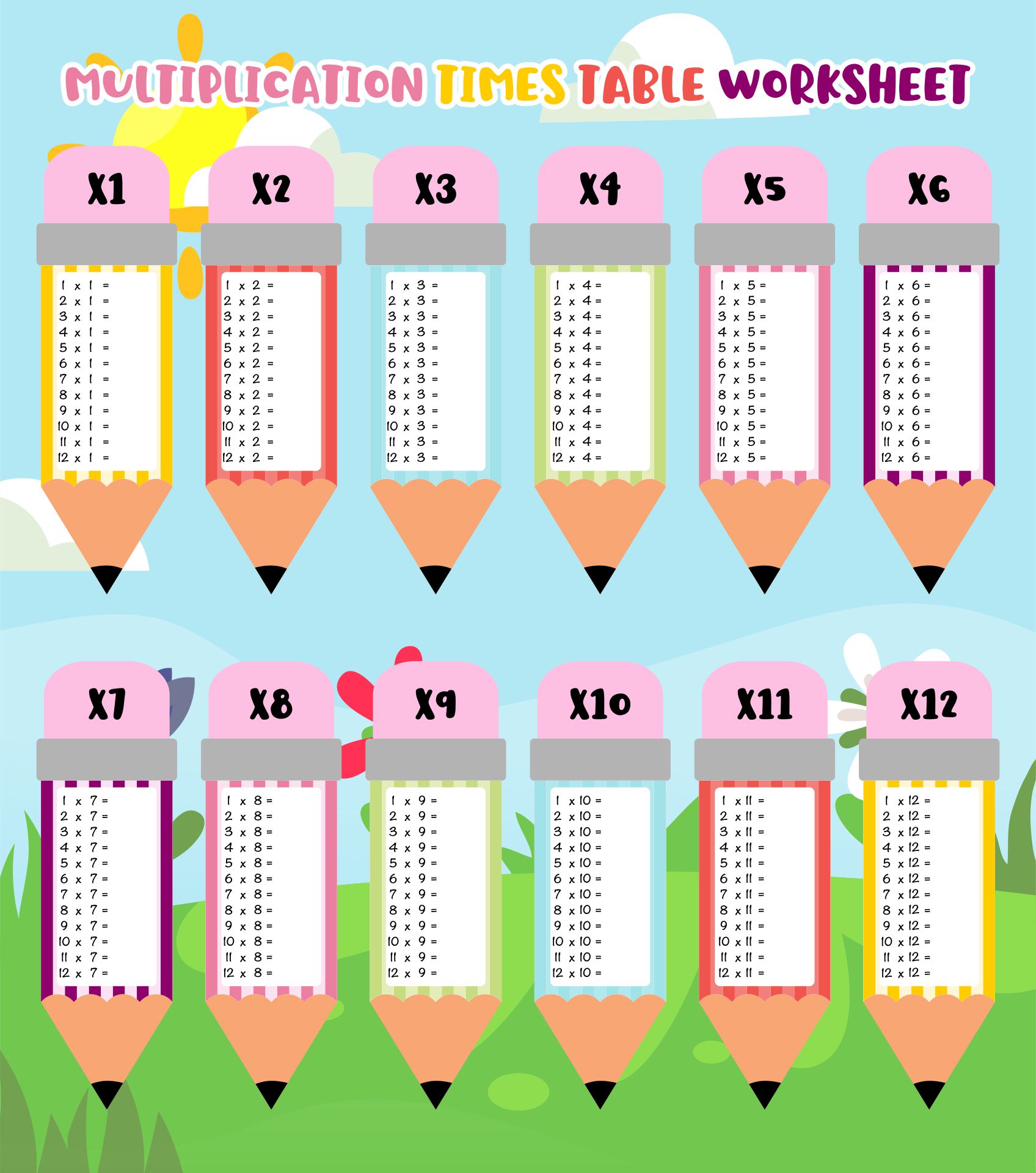 Times Tables Worksheets Generator