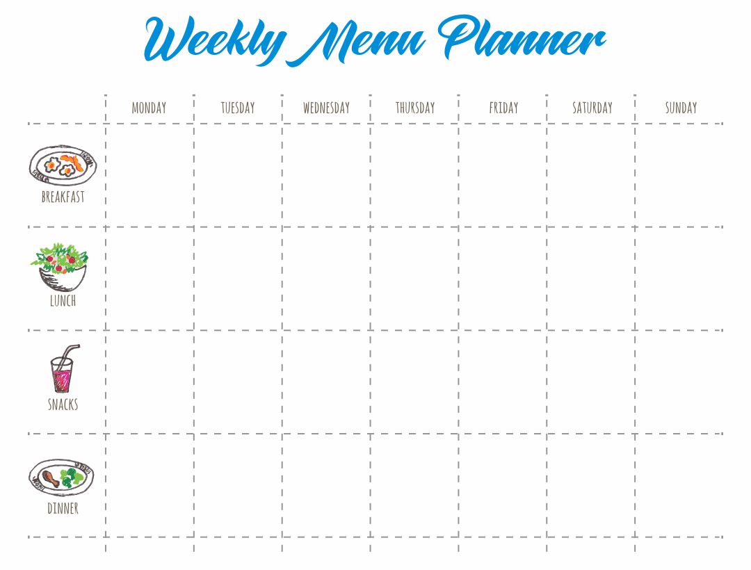 7 Best Images Of Blank Weekly Menu Templates Printables Free Printable Weekly Dinner Menu