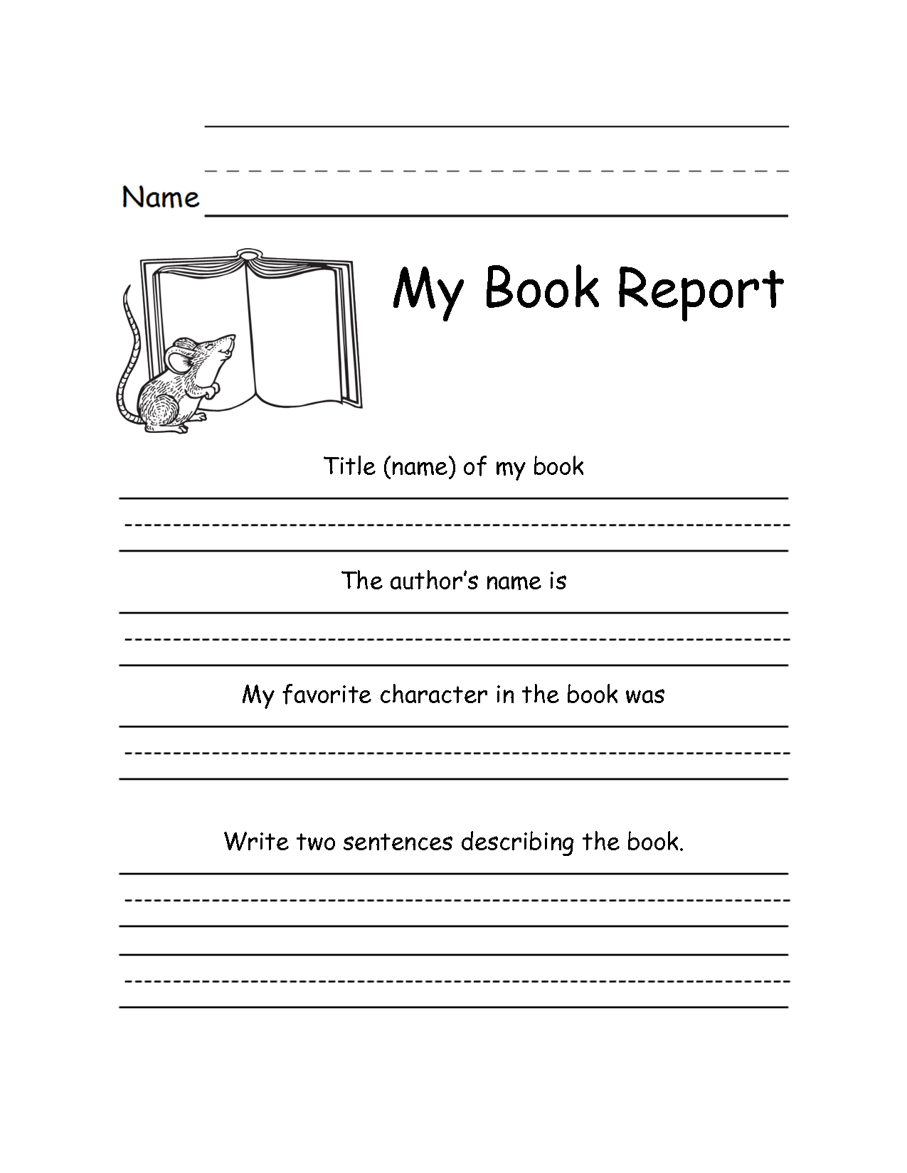 7 Best Images Of Free Printable Kindergarten Book Report Form