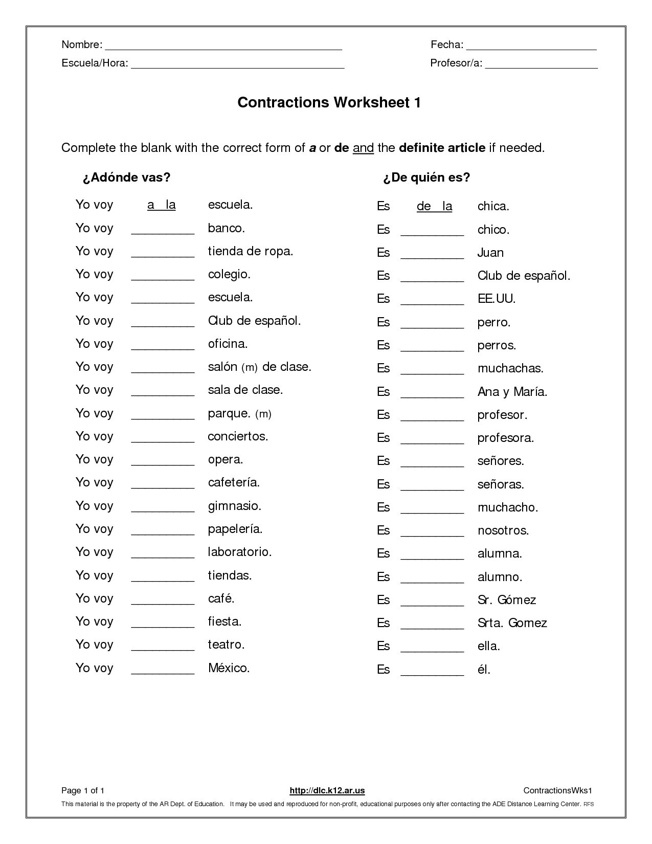 6 Best Images Of Free Printable Contraction Worksheets Free Printable 