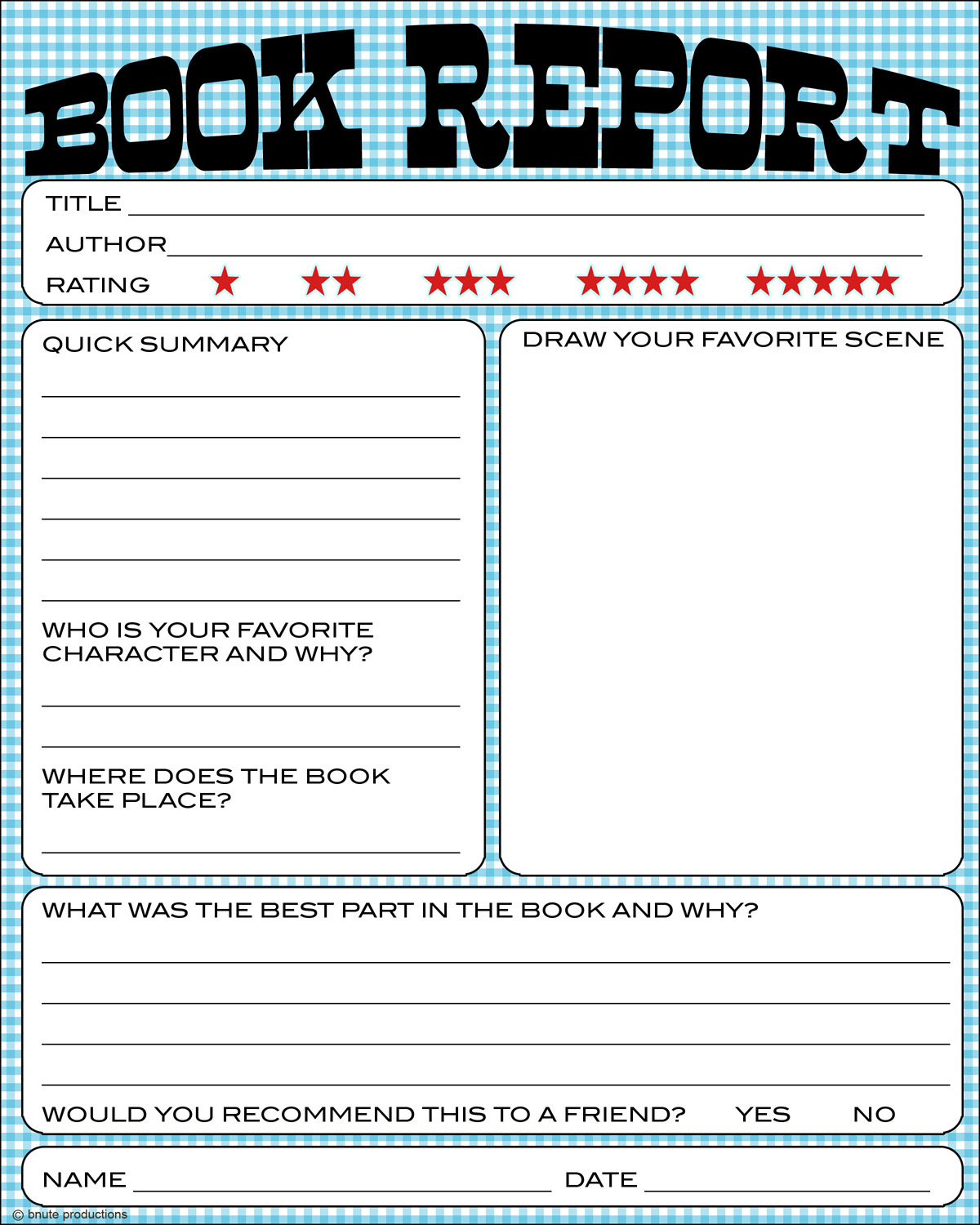 Printable Book Report Packets