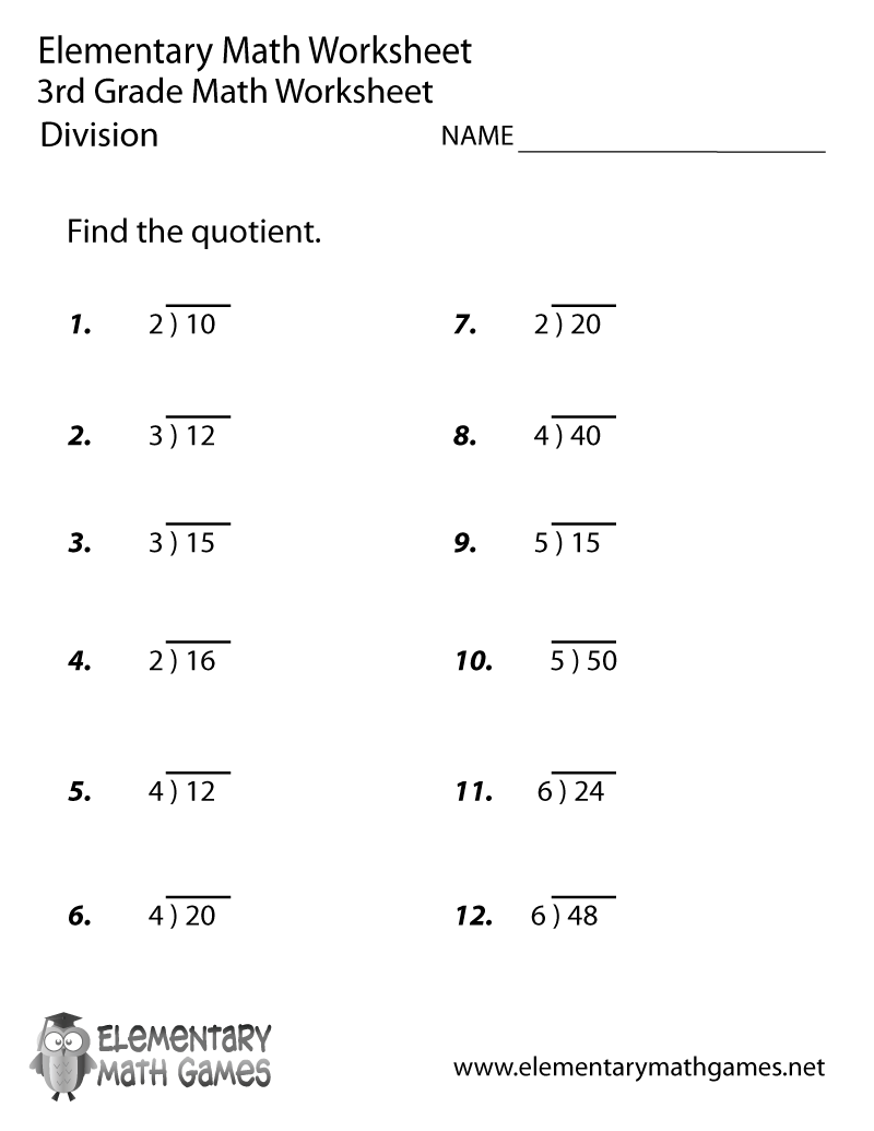 4 Best Images Of 3rd Grade Math Division Worksheets Printable 