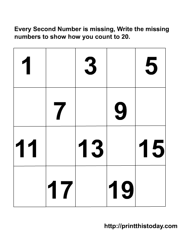 5 Best Images Of Printable Writing Numbers To 20 Missing Number 