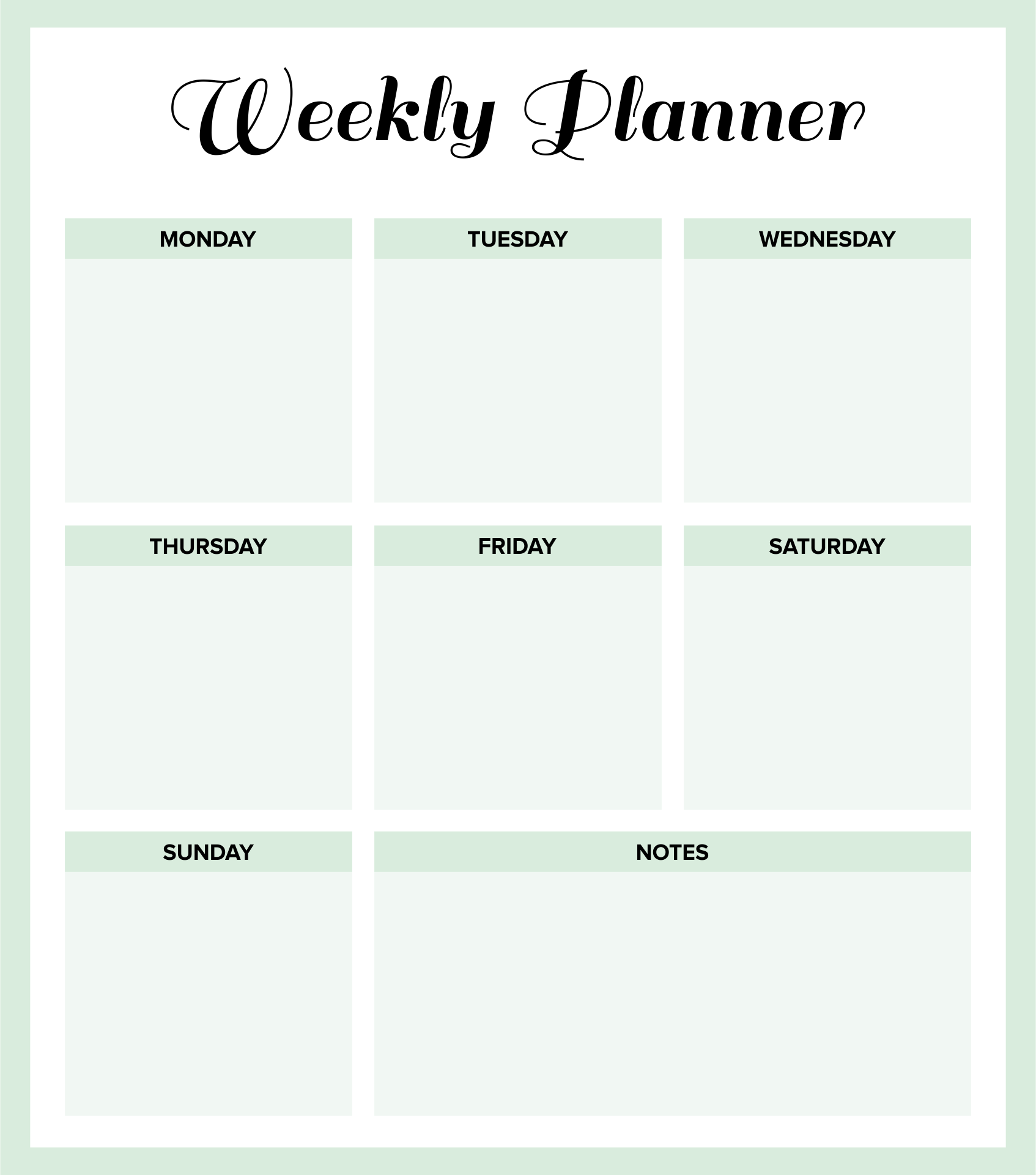 Weekly Planner Template Free