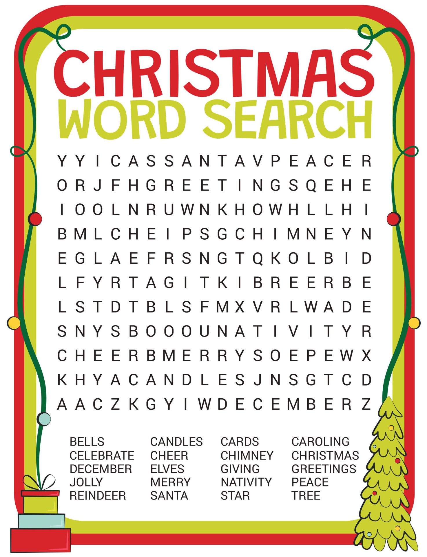 Christmas Word Search Printable Activities