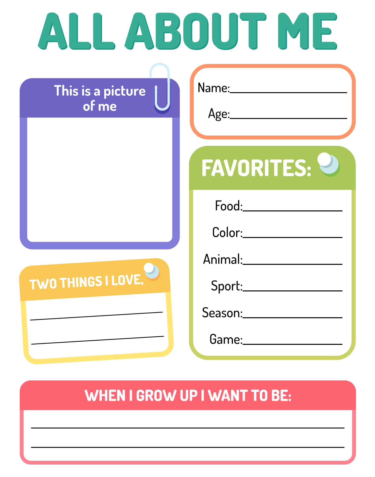 20  Free Preschool Printables All About Me : Free Coloring Pages
