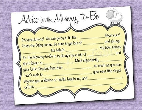 8 Best Images Of Mommy Advice Cards Printable Baby Shower Mommy 