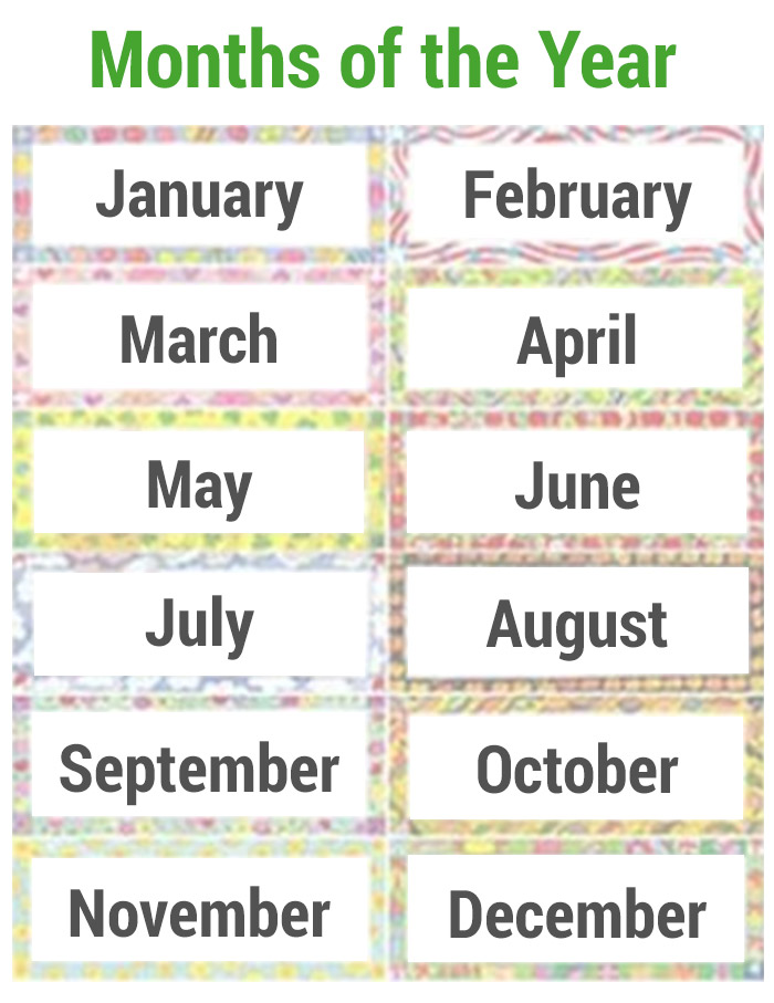 Free Printable Months Of The Year Cards Printable Word Searches