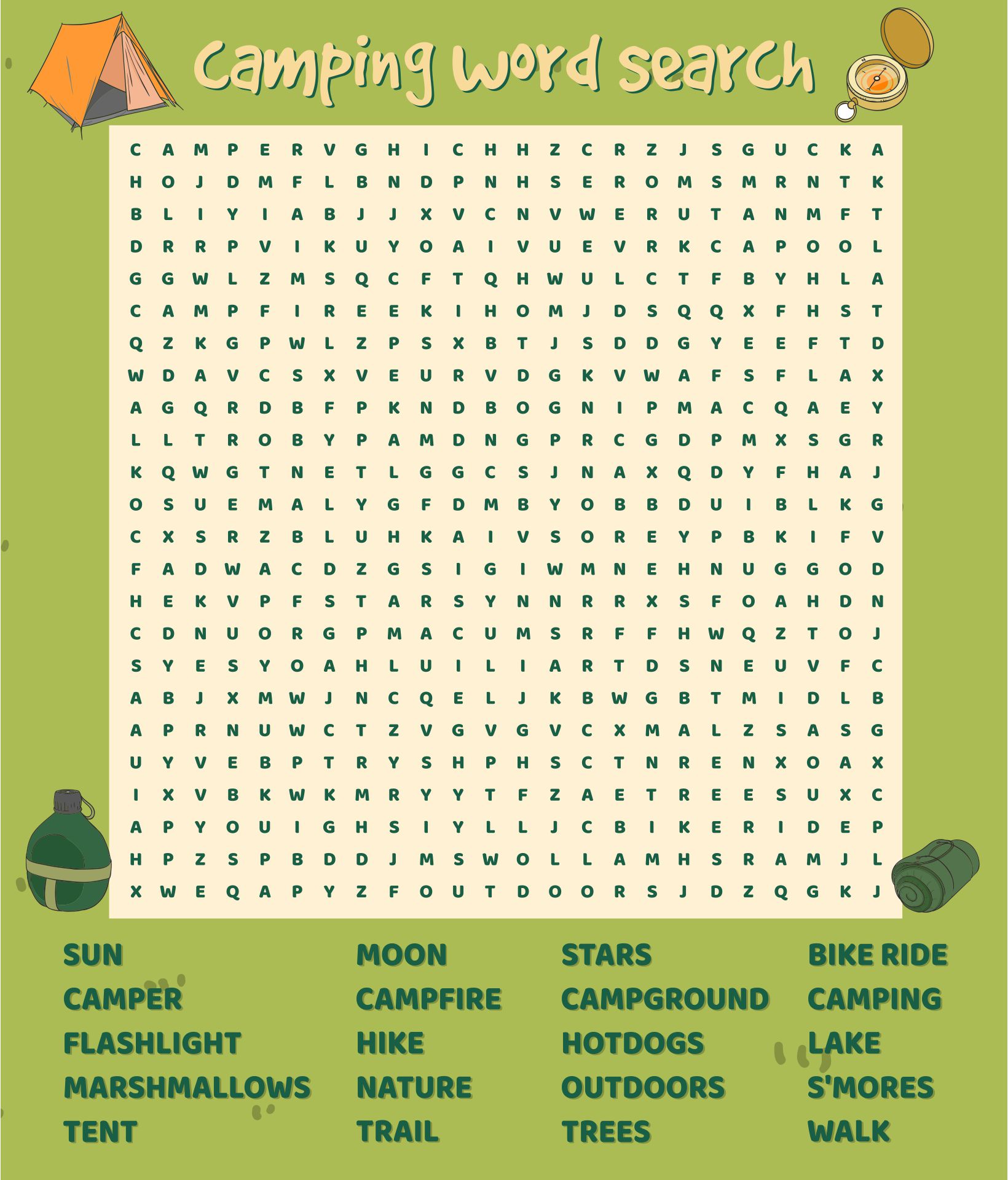 5 Best Images Of Camping Printable Find It Camping Checklist Printable Free Printable Hidden