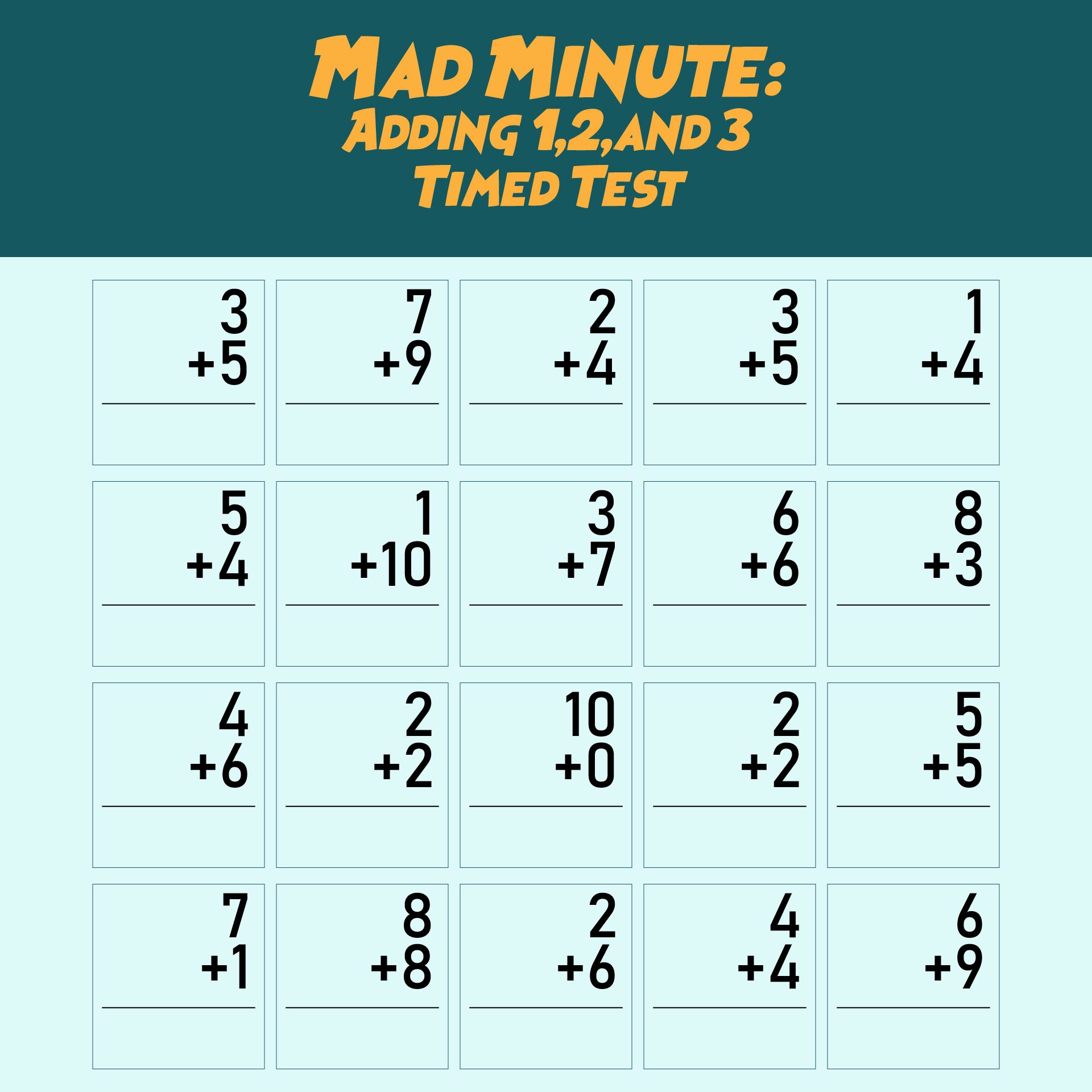 7 Best Images Of Printable Math Addition Drill 13 Mad Minute Math Addition Worksheets Free