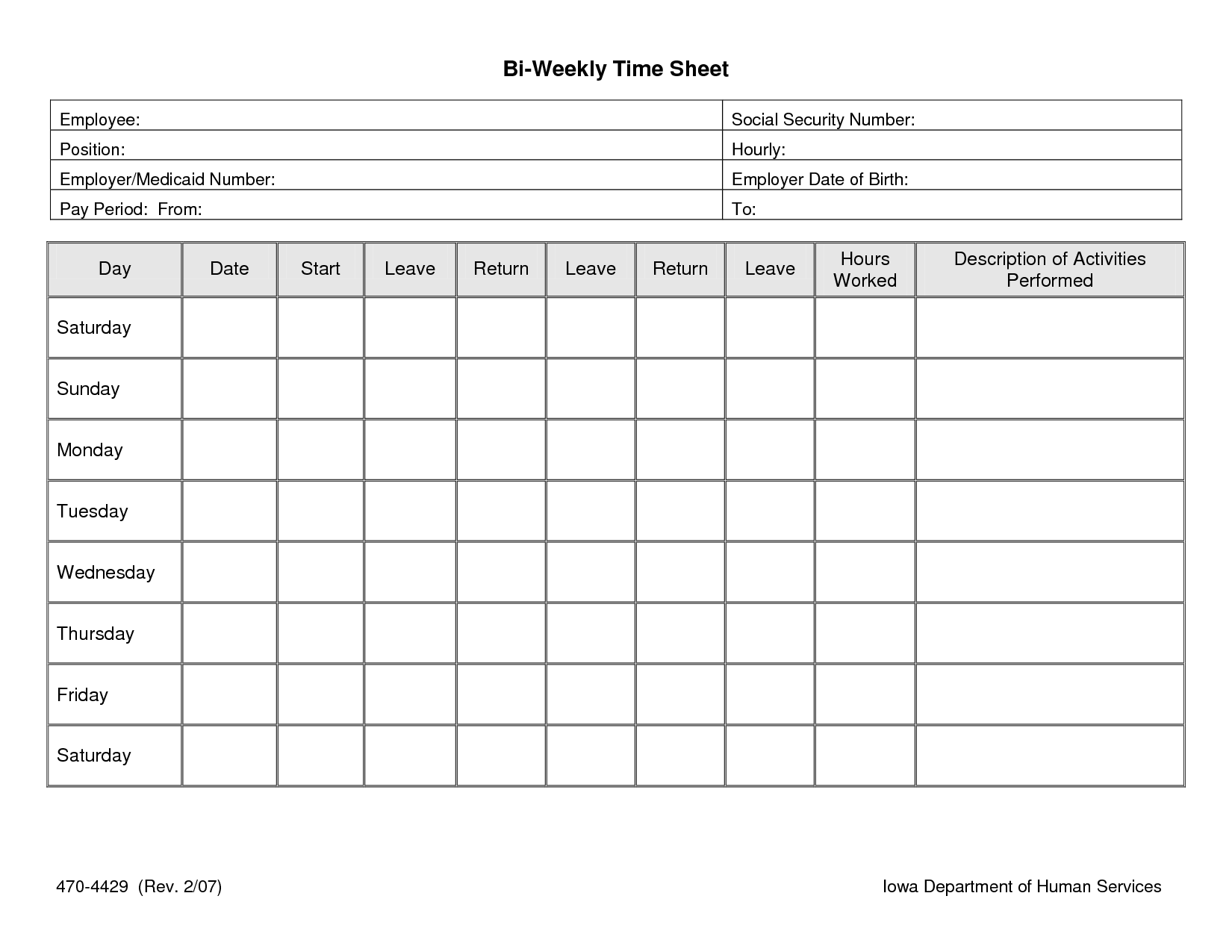 5 Best Images Of Free Printable Weekly Time Sheets Templates Free 