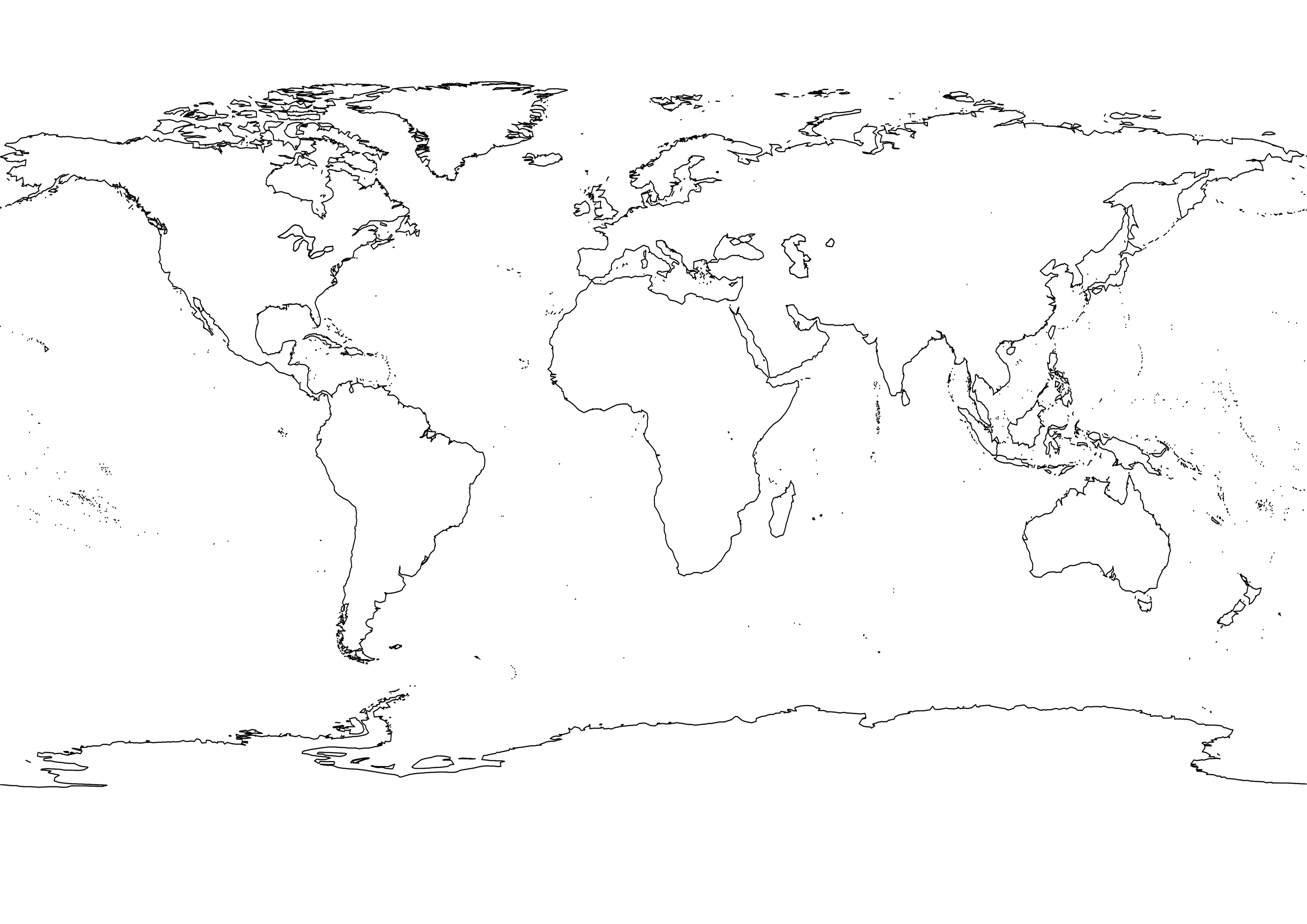 Printable World Map In Black And White Printable Word Searches