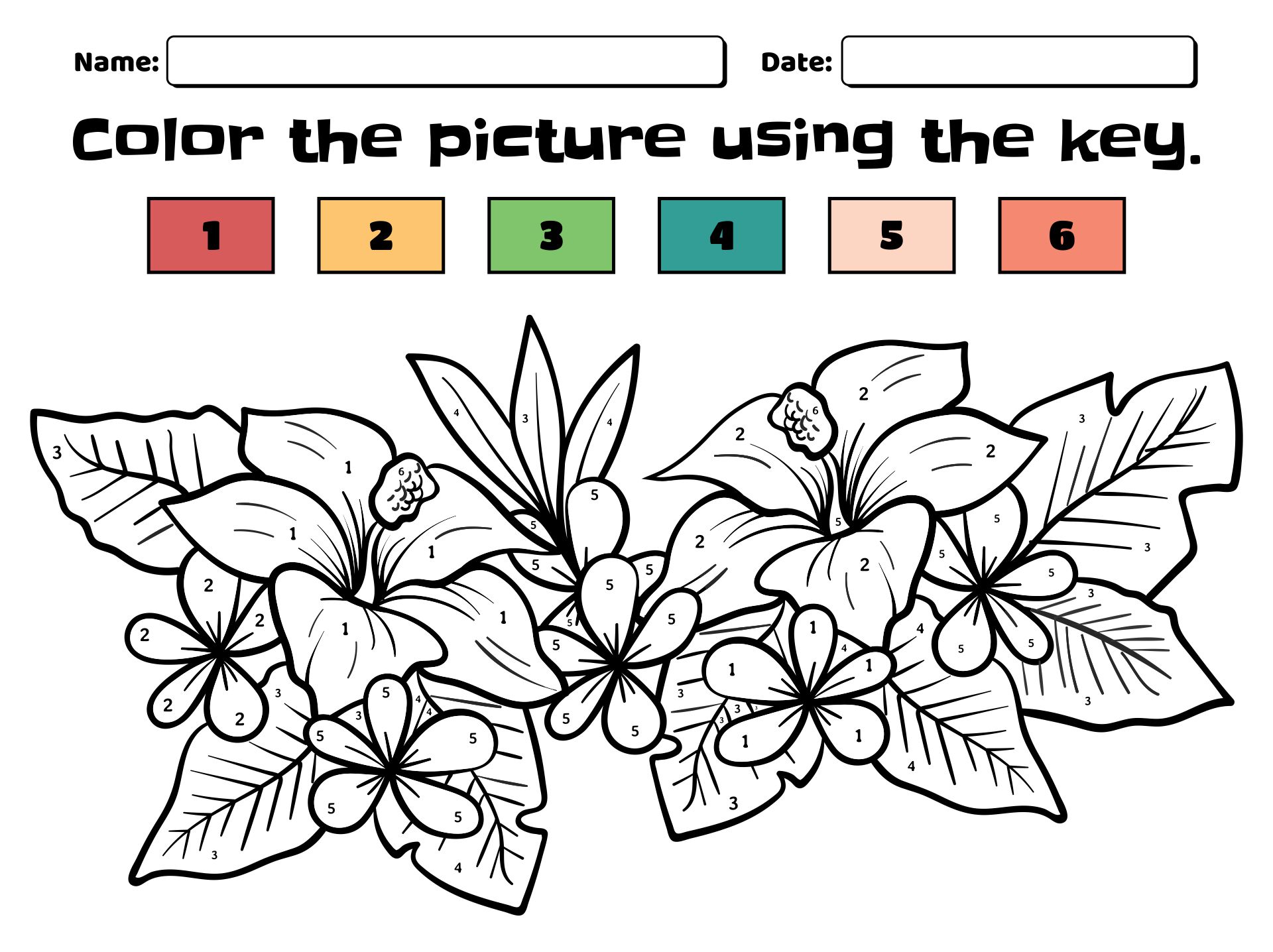 7 Best Images Of Flower Color By Number Printables Printable Paint By Number Coloring Pages