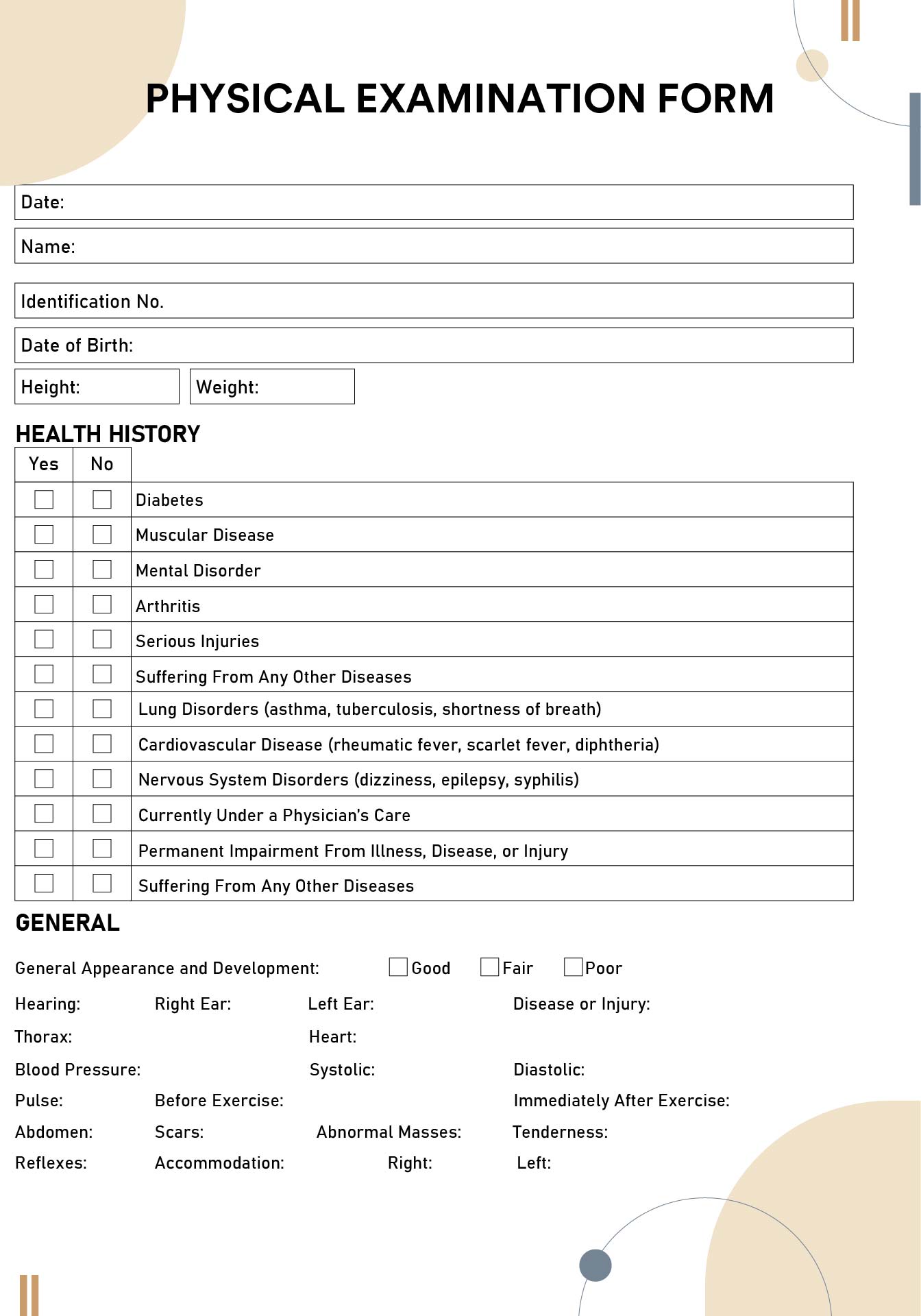 9 Best Images Of Medical Physical Examination Forms Printable Medical 