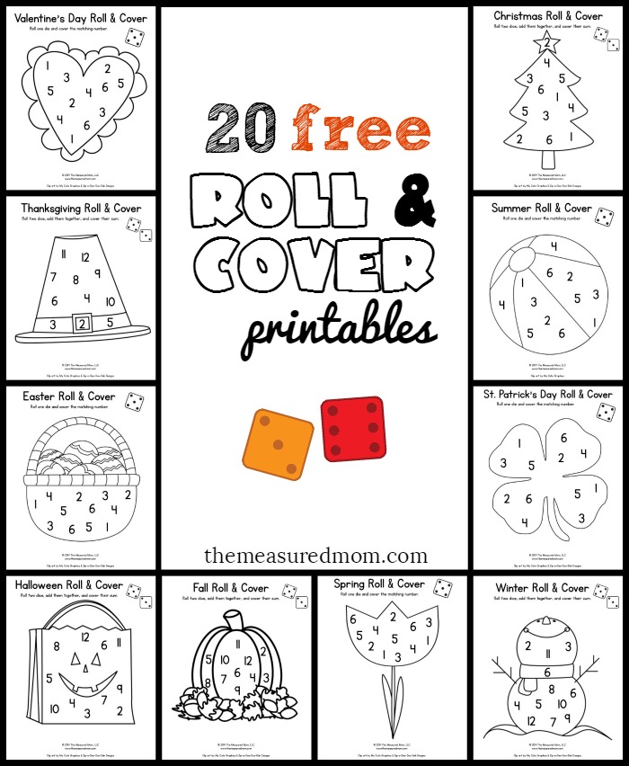 4 Best Images Of Printable Math Games For Kindergarten Roll And Cover Math Game Printables 