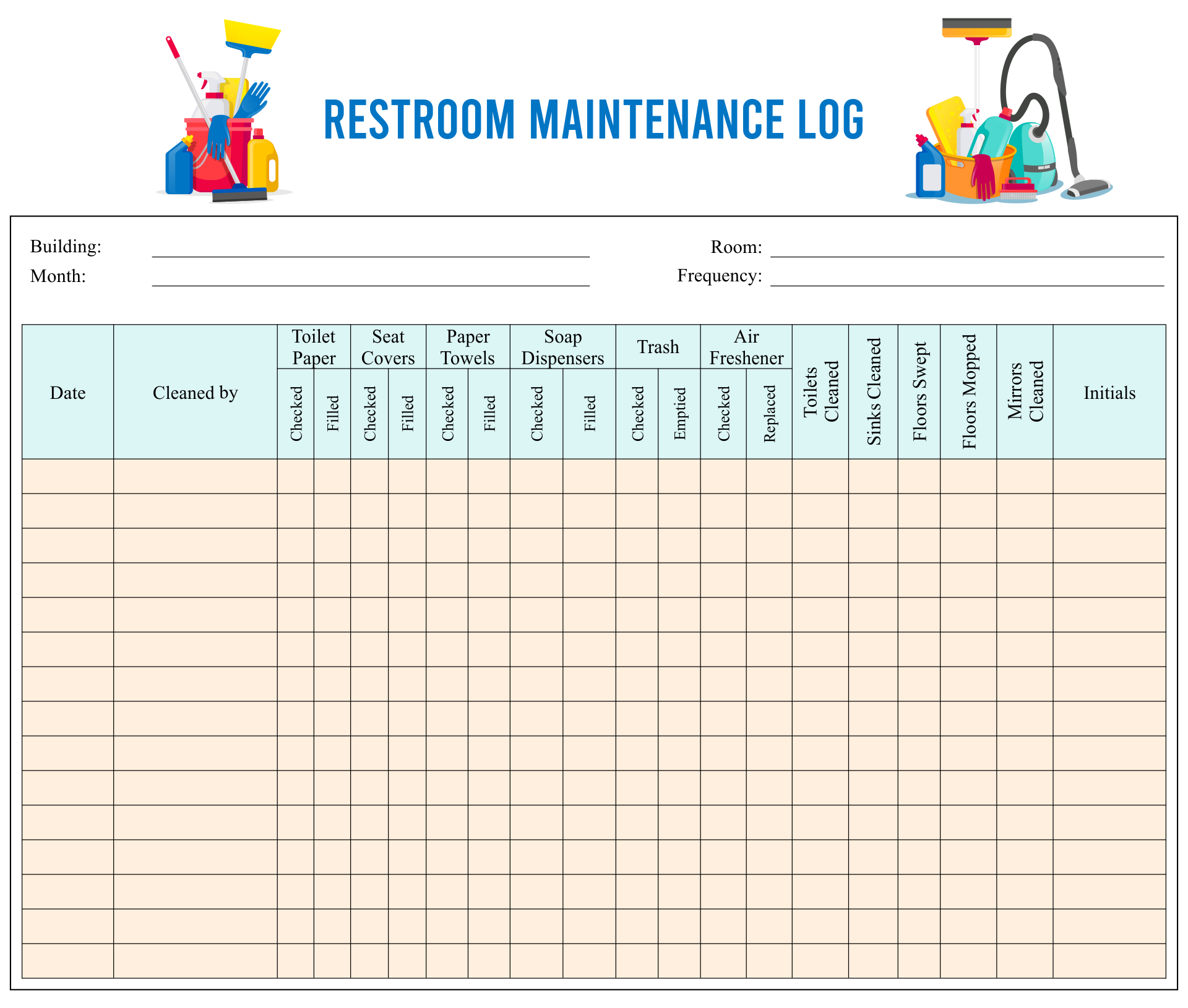 Free Printable Cleaning Log Template Printable Templates