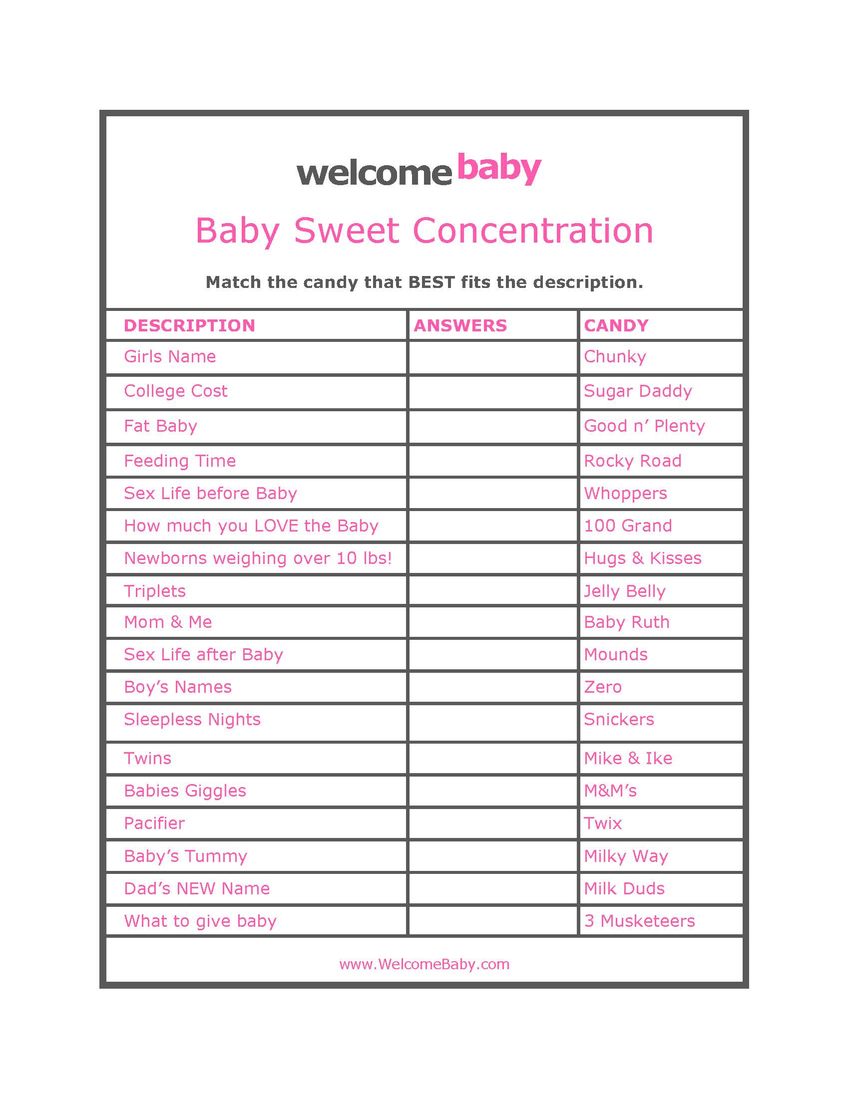 8 Best Images Of Printable Baby Games With Answers Free Printable Baby Shower Games Com Baby 