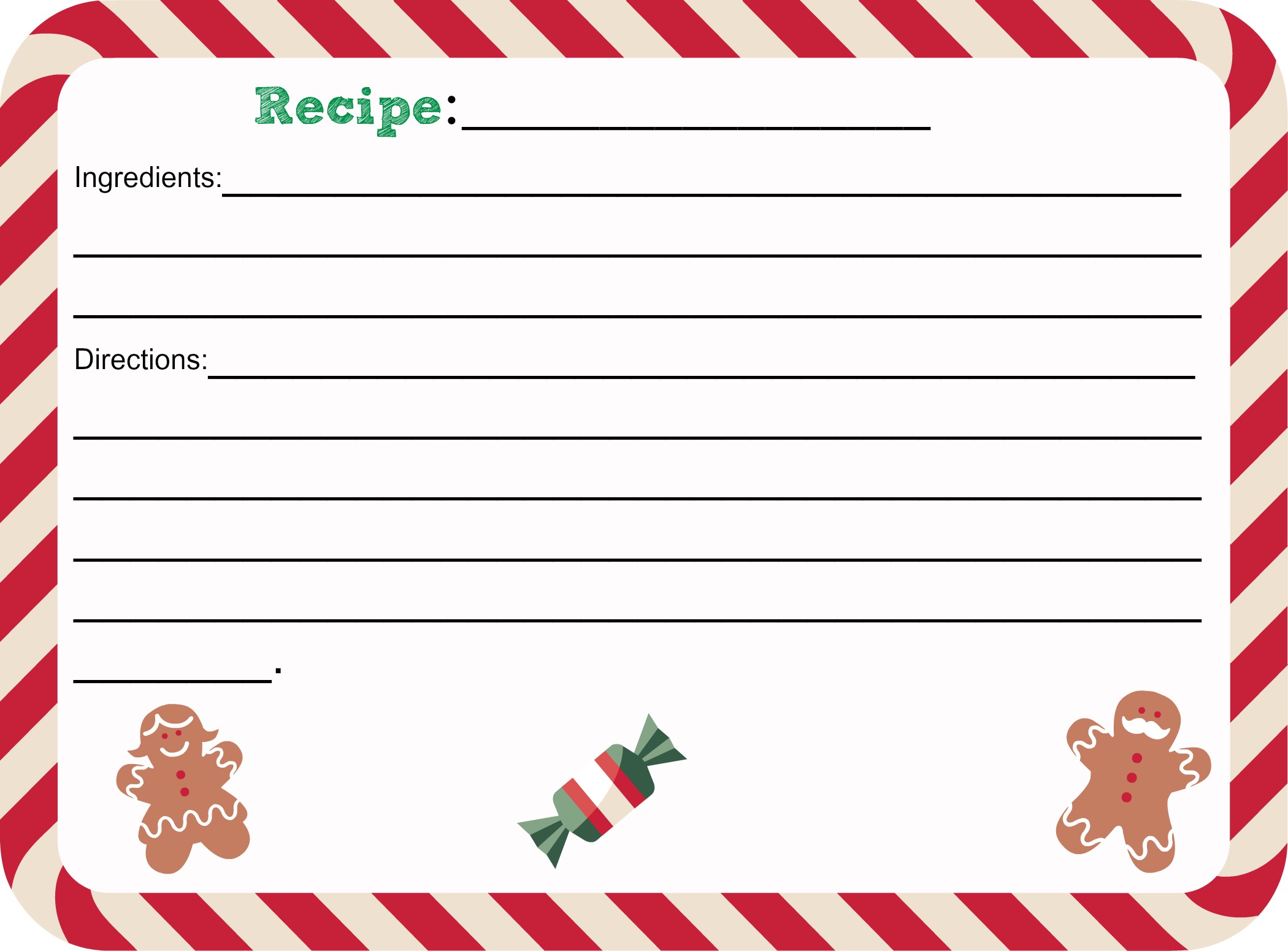Free Christmas Recipe Card Template