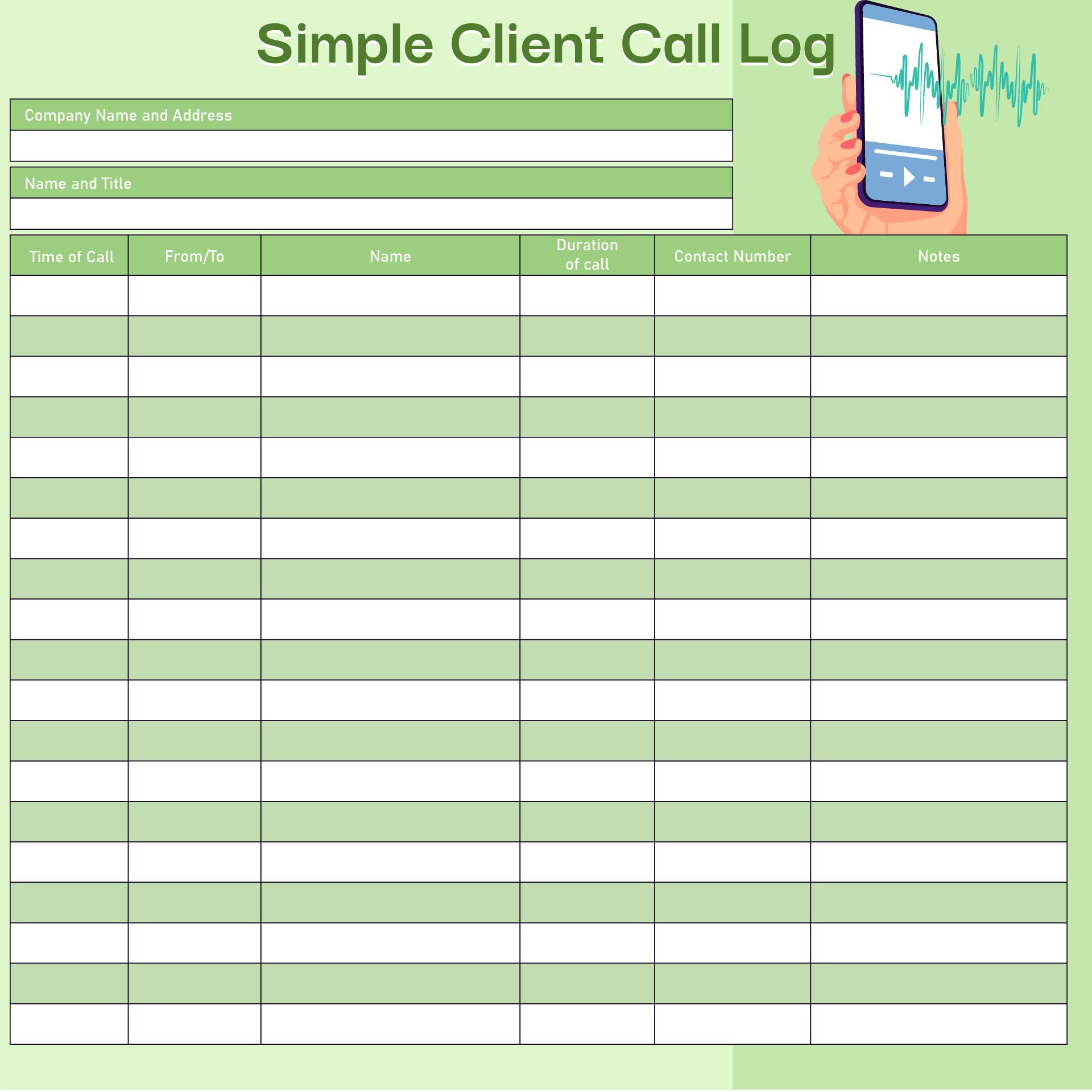 4 Best Images Of Free Printable Phone Call Log Template Phone Call 