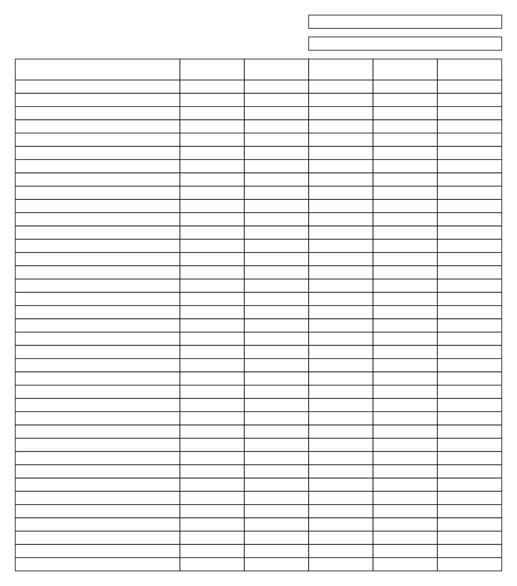 Blank Table Chart Columns