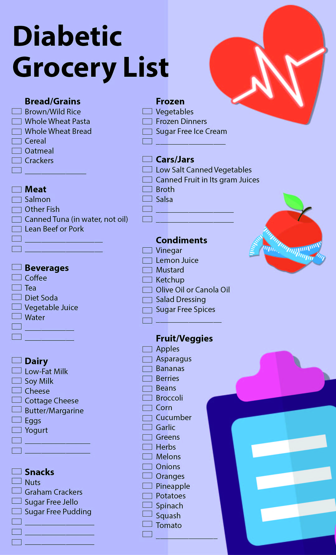 Diabetic Grocery List Printable