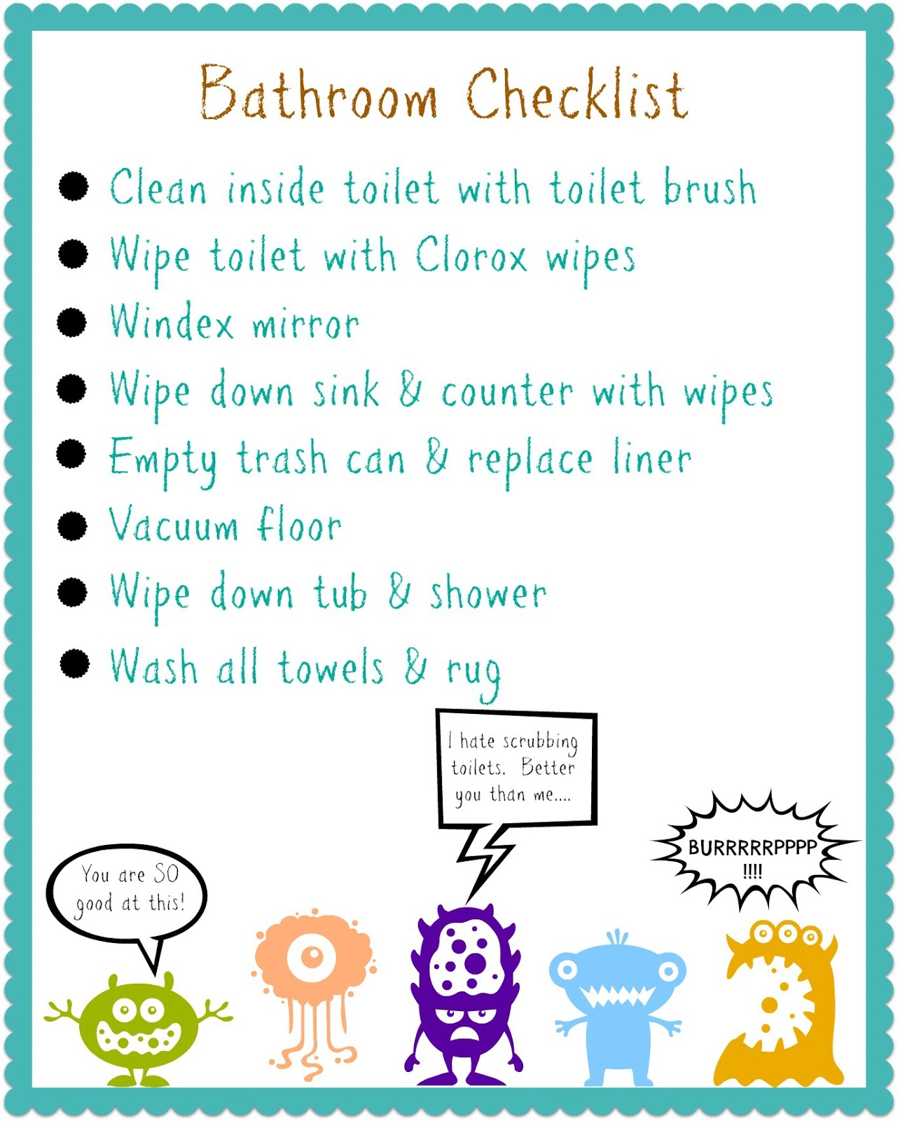 6 Best Images Of Bathroom Printable Chart Kids Bathroom Sticker Chart Bathroom Cleaning