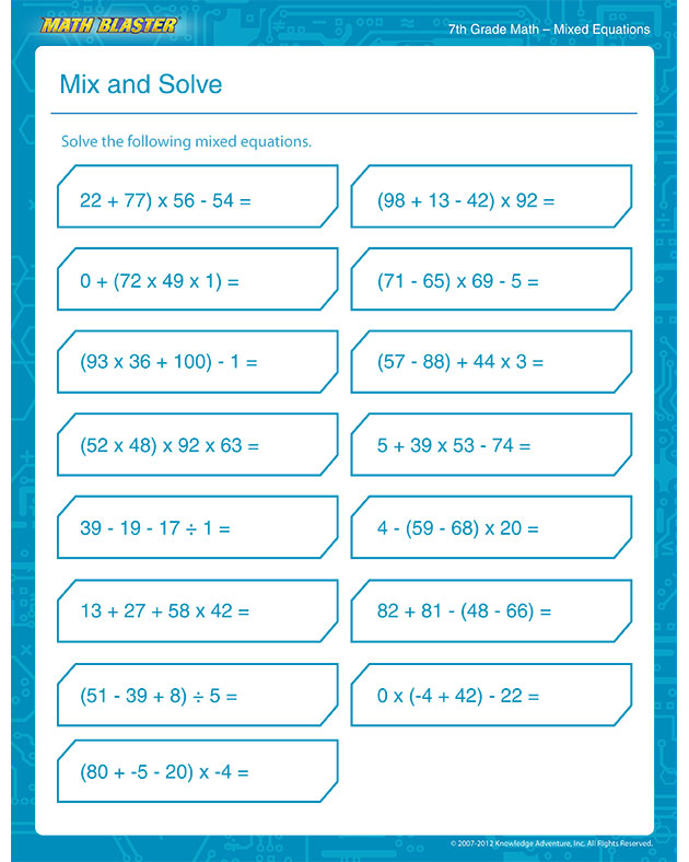 7 Best Images Of 7th Grade Math Worksheets Printable 7th Grade Math 