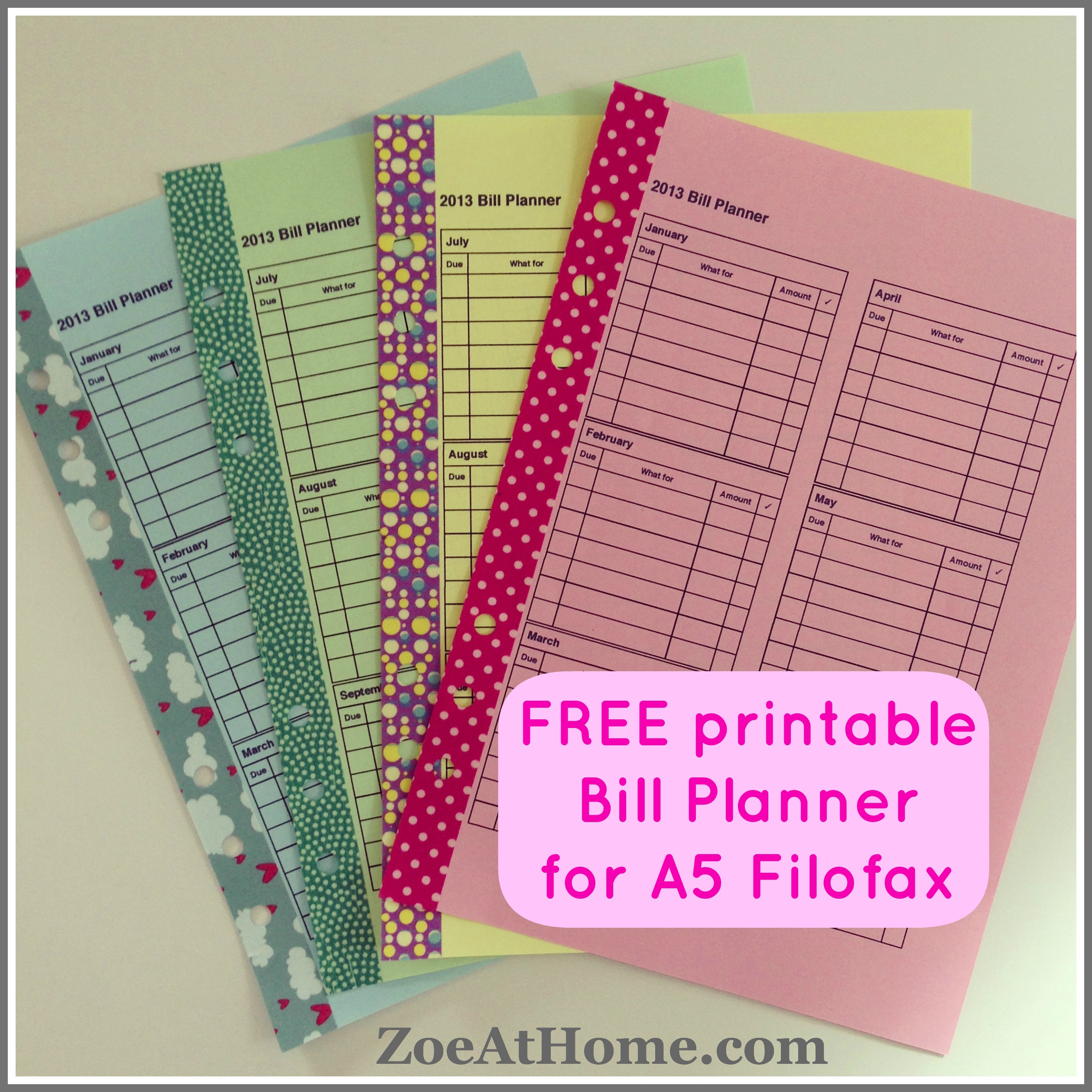 9 Best Images Of Budget Filofax Printables Filofax A5 Printable Bill 