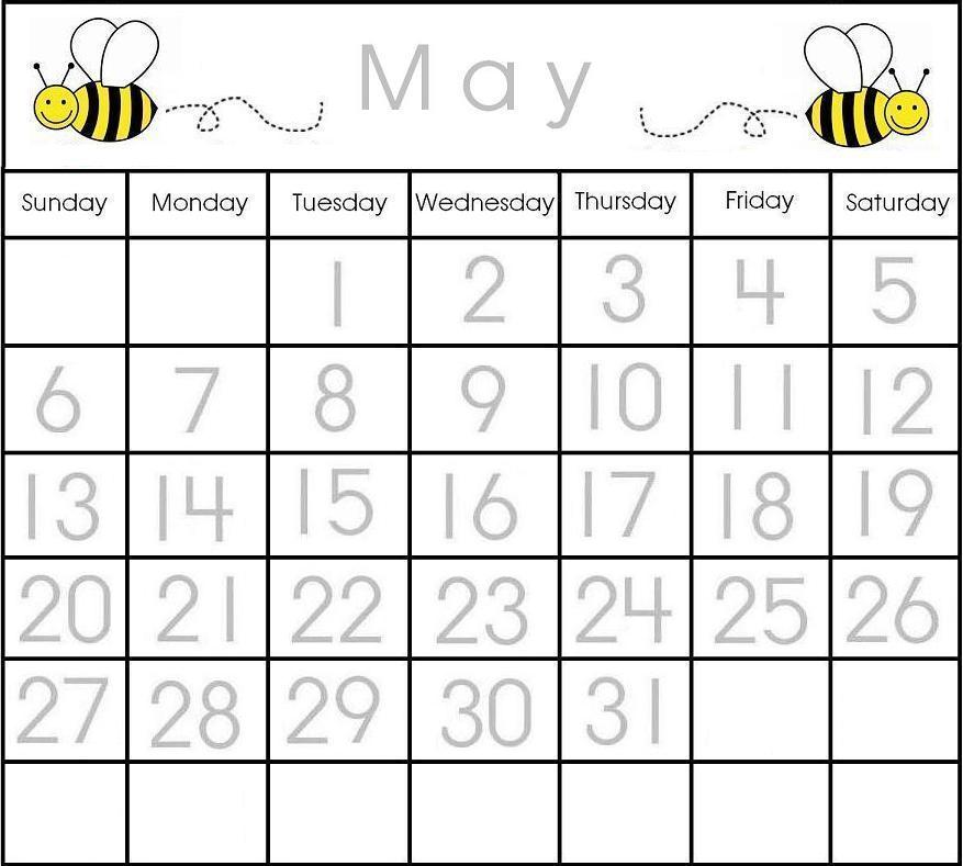 Kindergarten Printable Calendar