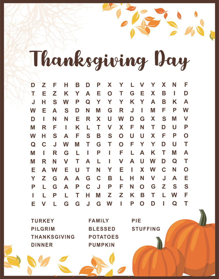 5 Best Images Of Thanksgiving Printable Word Searches 2nd Grade Thanksgiving Word Search 